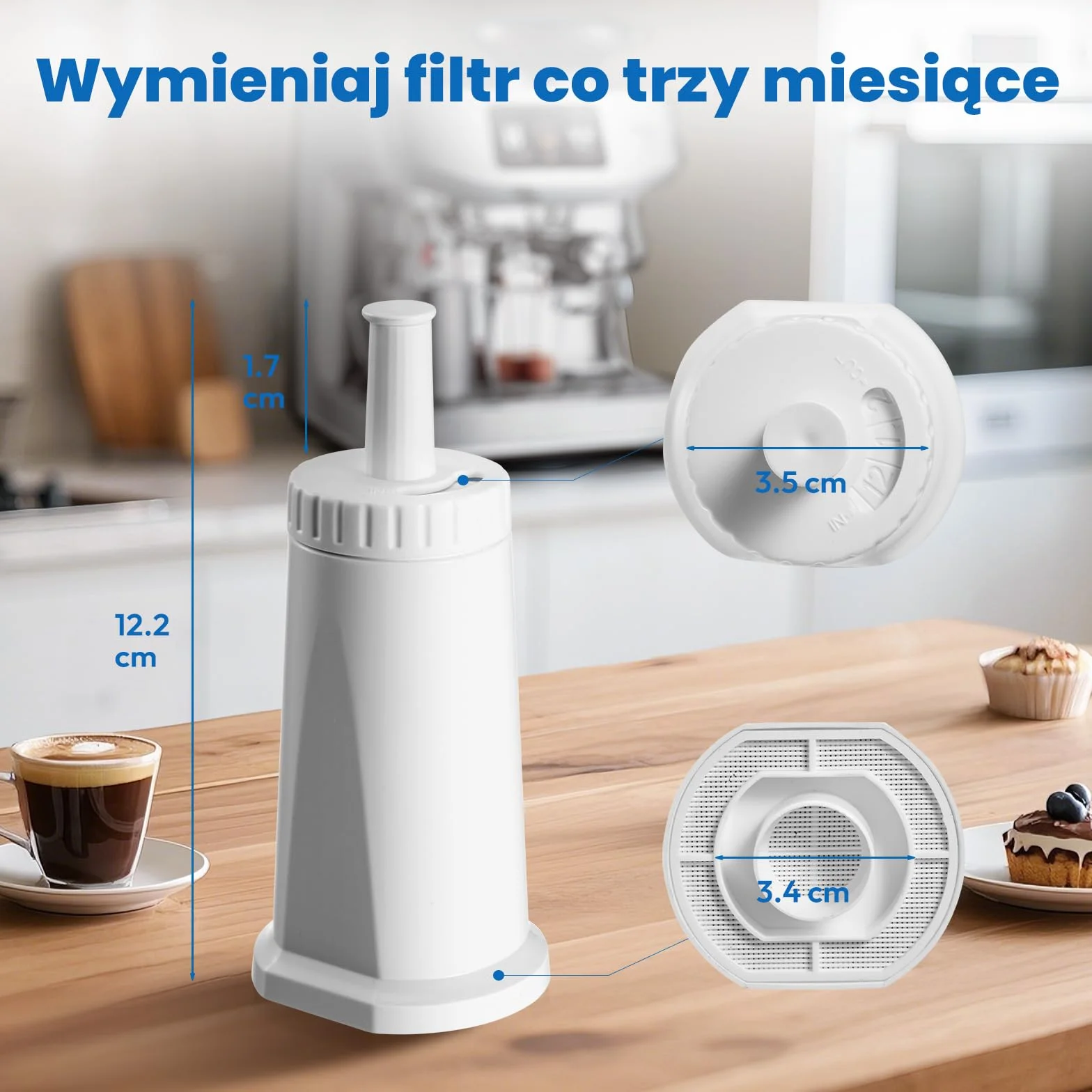 Zamiennik filtra wody do ekspresu do kawy Sage® SES008WHT0NEU1, BES008, kompatybilny z Barista SES810/SES875/SES880/SES920/SES980/SES990/SES450/SES500, filtr wody Barista Express