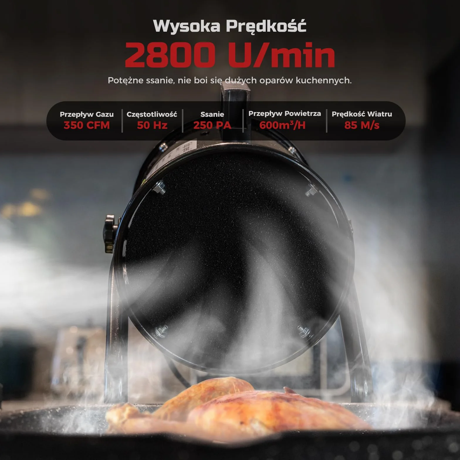 Przenośny Okap Kuchenny 40W 600m³/h Wentylator Wyciągowy ze Stopu Aluminium z 10 Filtrami Węglem Aktywnym 120° Regulowany