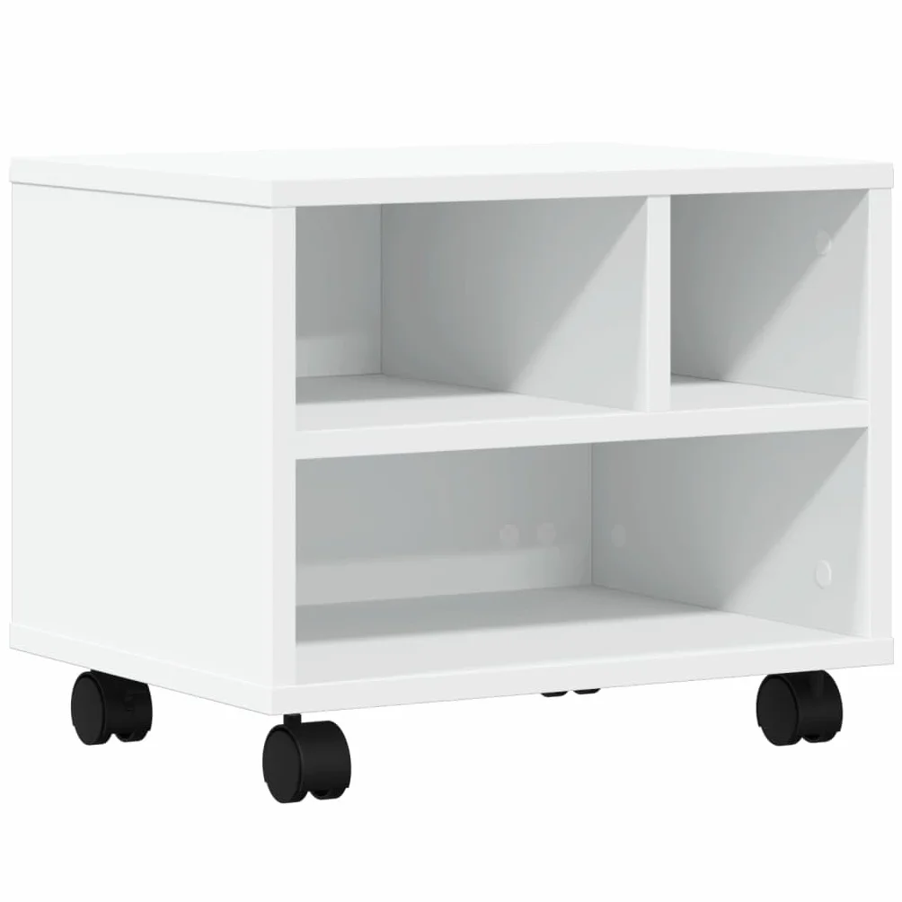 vidaXL Stojak pod drukarkę z kółkami biały 41x32x34,5 cm
