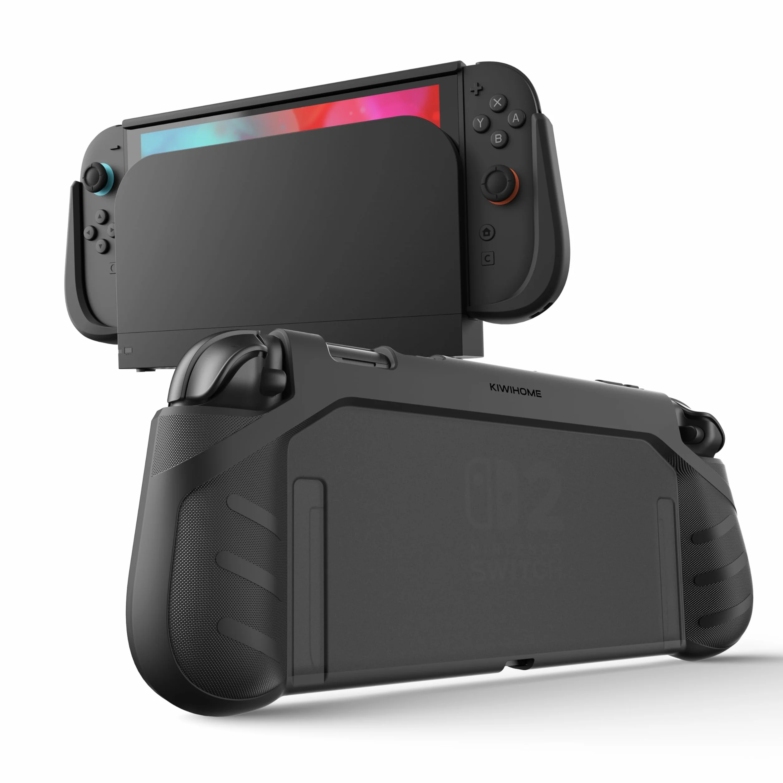KIWIHOME P2 Etui dokowalne do Nintendo Switch 2 2025, antypoślizgowy ergonomiczny uchwyt, przetestowane upadki, etui ochronne, akcesoria do Nintendo Switch 2, czarne
