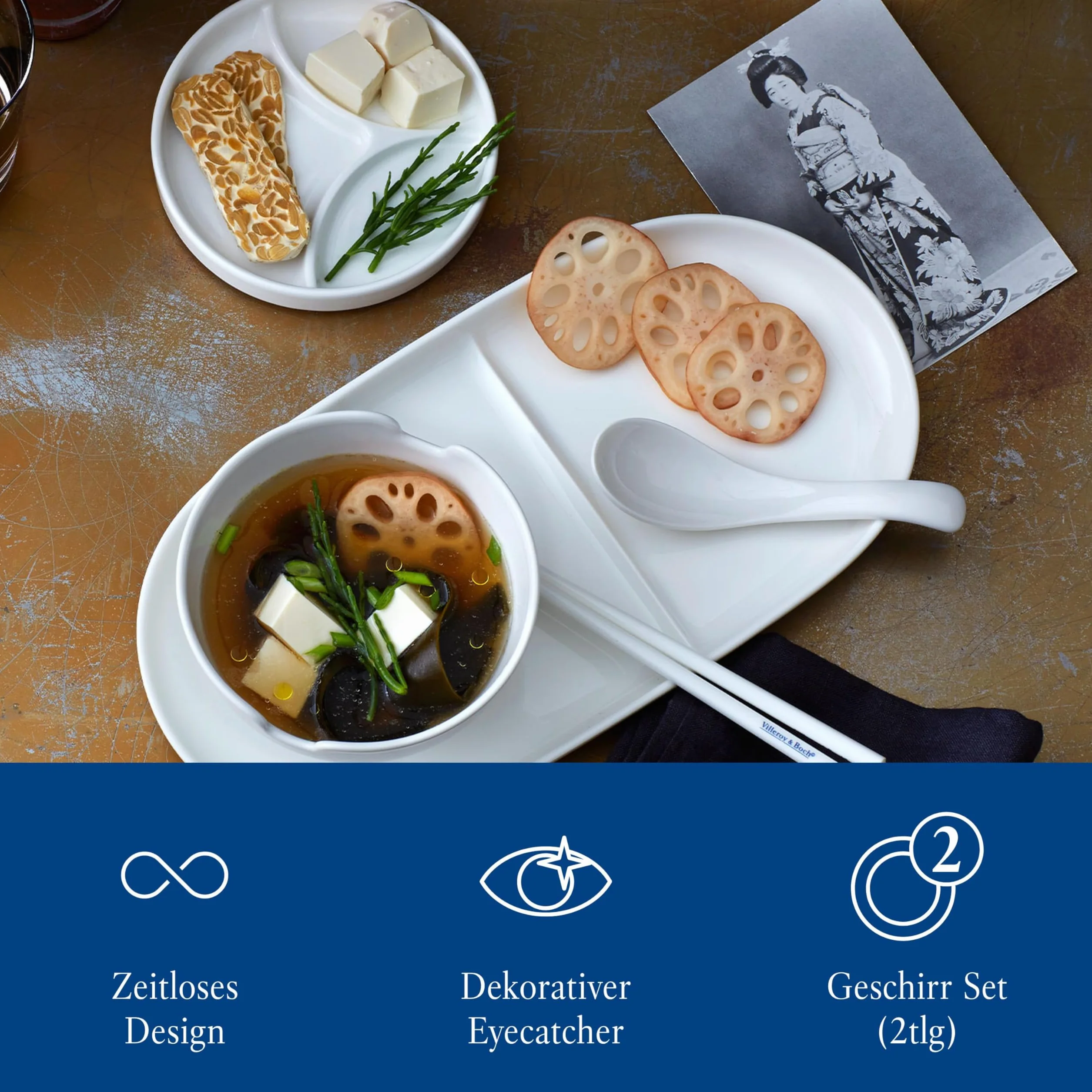 Villeroy & Boch Zestaw 2 łyżek do zupy Passion Asia, porcelana, nadaje się do mycia w zmywarce i używania w kuchence mikrofalowej, 14 cm, białe