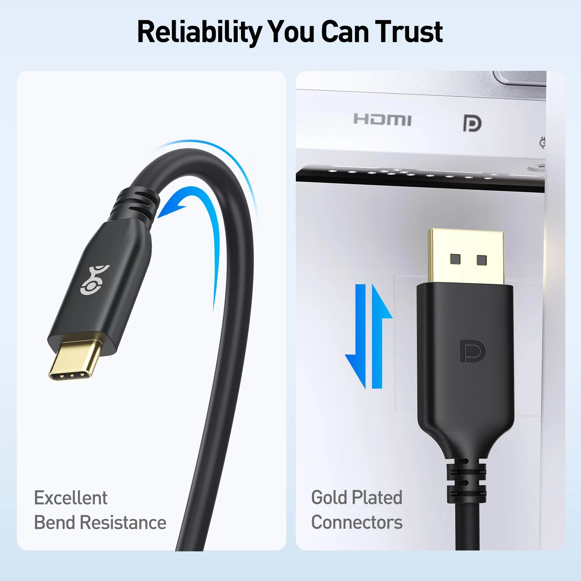 Cable Matters Certyfikat VESA: jednokierunkowy kabel USB C do DisplayPort 2.1 40 Gb/s, 2 m, obsługuje DP40, 8K przy 120 Hz / 4K przy 480 Hz (kabel Thunderbolt 4 do DisplayPort), Czarny