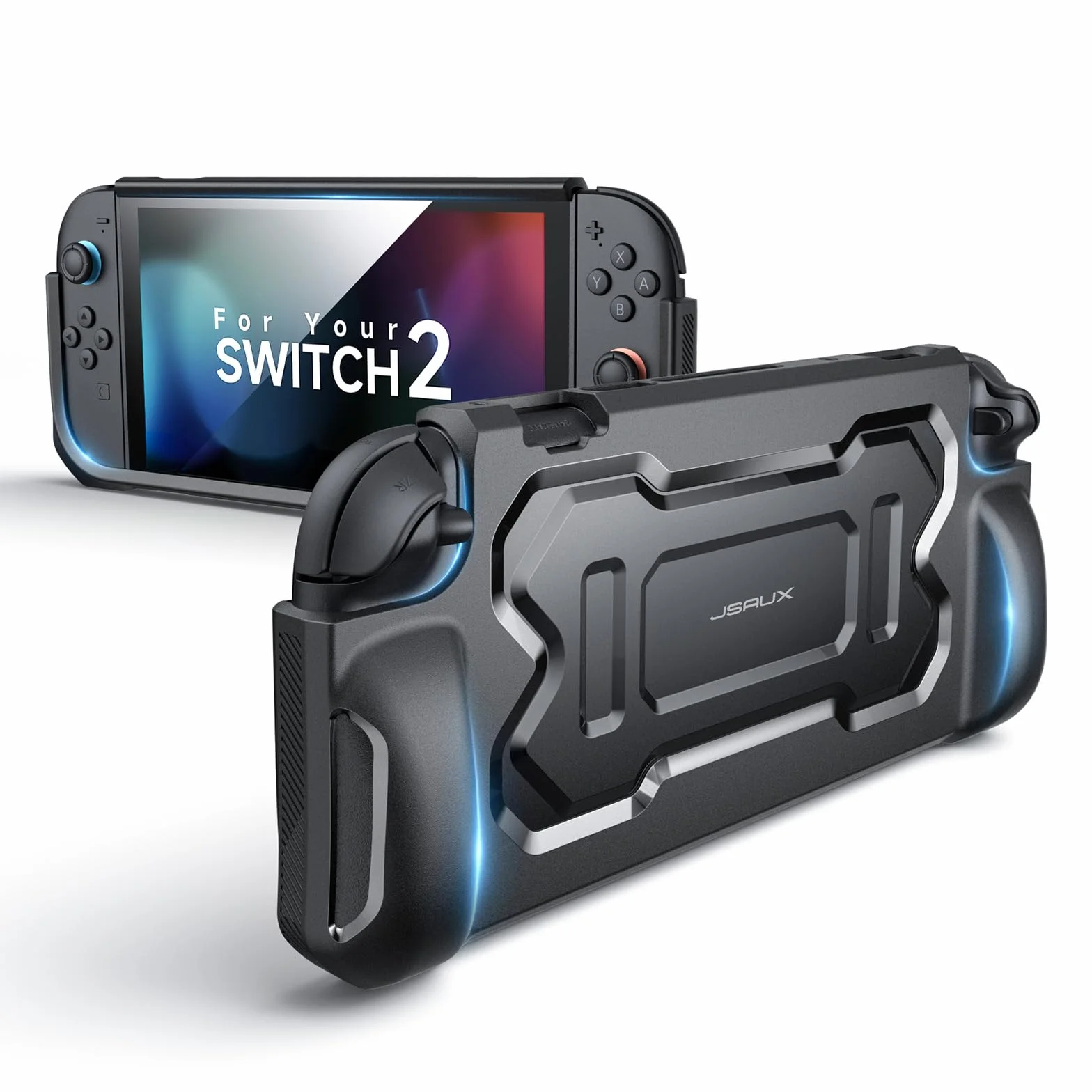 JSAUX Etui ochronne do Switch 2 2025, przenośne etui z TPU kompatybilne z etui Switch 2 i kontrolerem JoyCon, akcesoria odporne na upadki i zarysowania, czarne