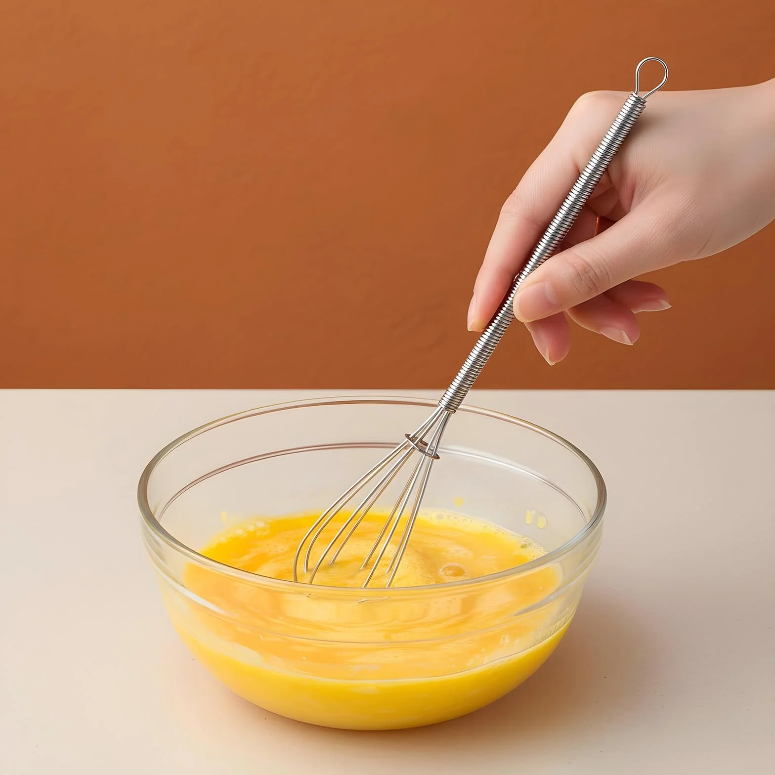 TIESOME 4 małe trzepaczki 15,5 cm i 25,5 cm, ze stali nierdzewnej, ze sprężystymi uchwytami, do ciasta, jajek i śmietany, zestaw przyborów kuchennych (6,1 + 10 cali)