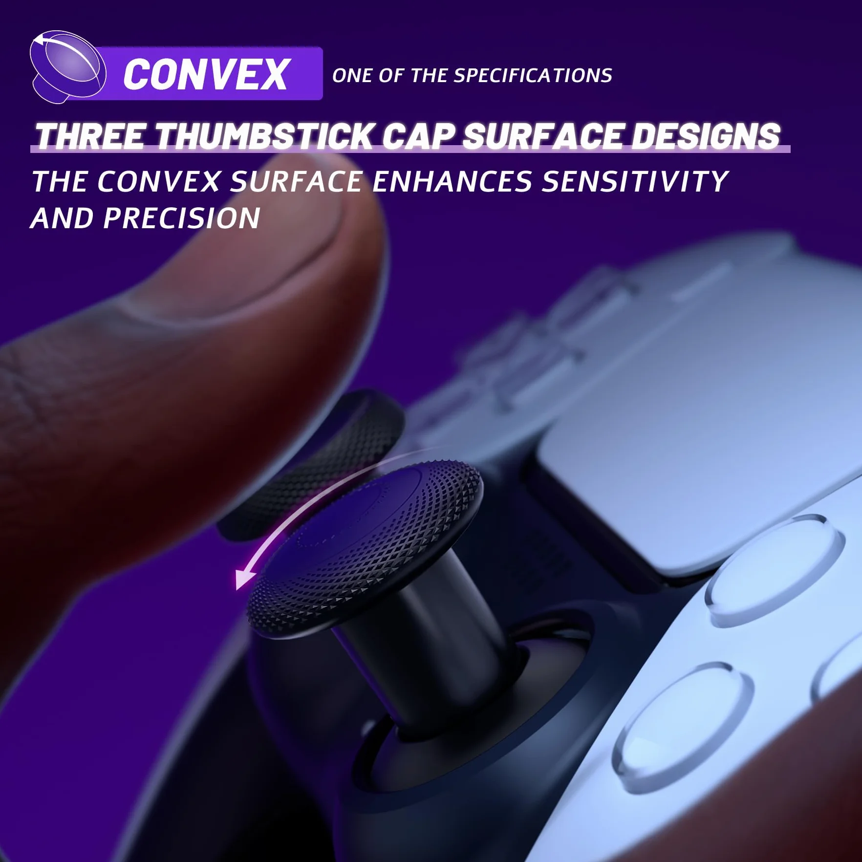 eXtremeRate ThumbsGear V3 Wymienne ergonomiczne pałeczki do kontrolera PS5, zamienne analogowe kciuki do kontrolera PS4, 4 wypukłe i wklęsłe joysticki z regulacją wysokości, czarne