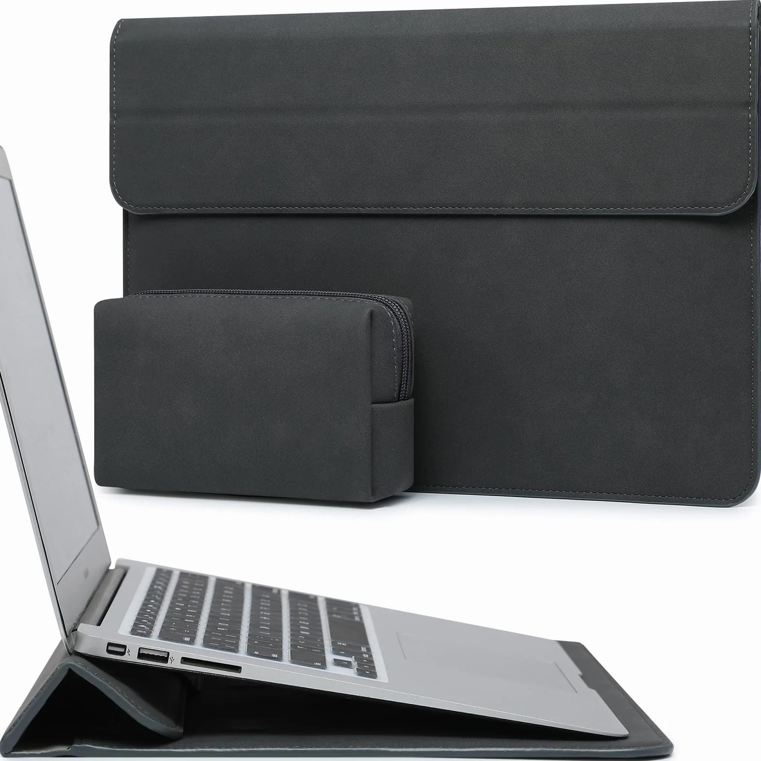 HYZUO 13,3-14 Cali Etui Pokrowiec na Laptop z Funkcją Stelaża do MacBook Pro 14 M5/M4/M3/M2/M1 A3426 A3427 2026-2021, MacBook Pro/Air 13,3, 13,5/13,8 Surface Laptop, HP Spectre X360 13,Szary Kosmiczny