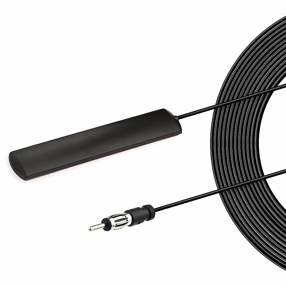 Bingfu Samochodowa antena radiowa FM Uniwersalna samochodowa antena stereo Wtyczka DIN Ukryta naklejka na przednią szybę z kablem przedłużającym 3 metry/9,84 stopy do pojazdu Auto Ciężarówka SUV Radio
