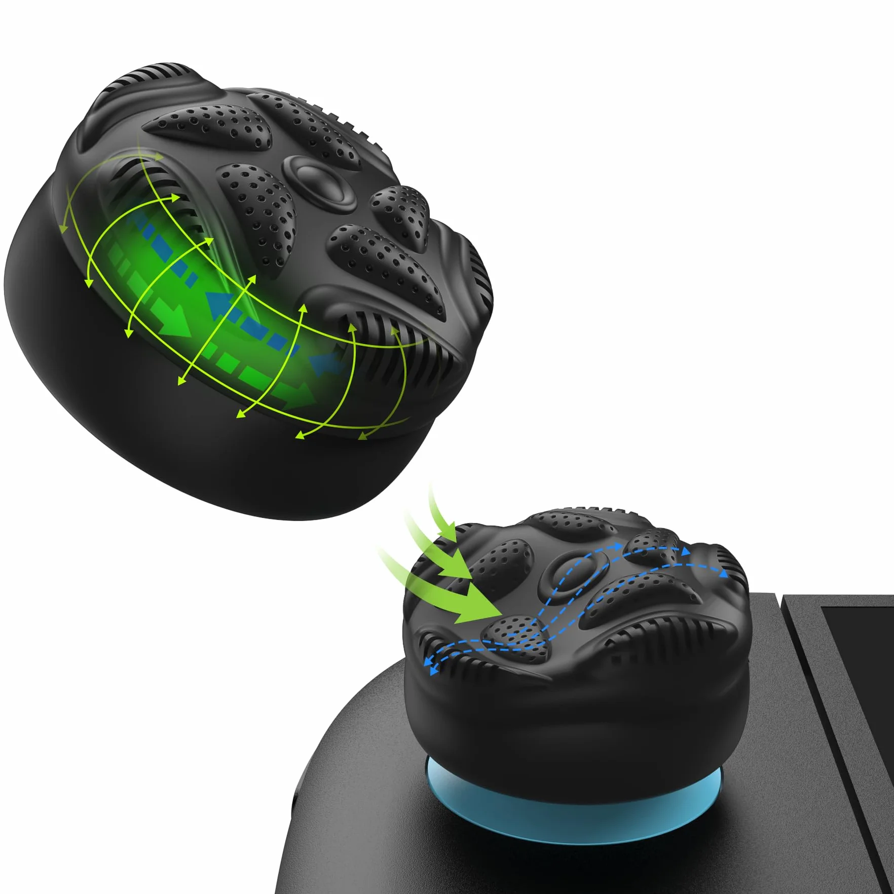 PlayVital Osłonki na Drążki do Switch 2 Kontrolera,Nakładki na Joystick do Switch 2 Joyconów Akcesoria,4 Sztuki Nakładek Na Drążki Analogowe Thumbstick Grip Cover – Czarny