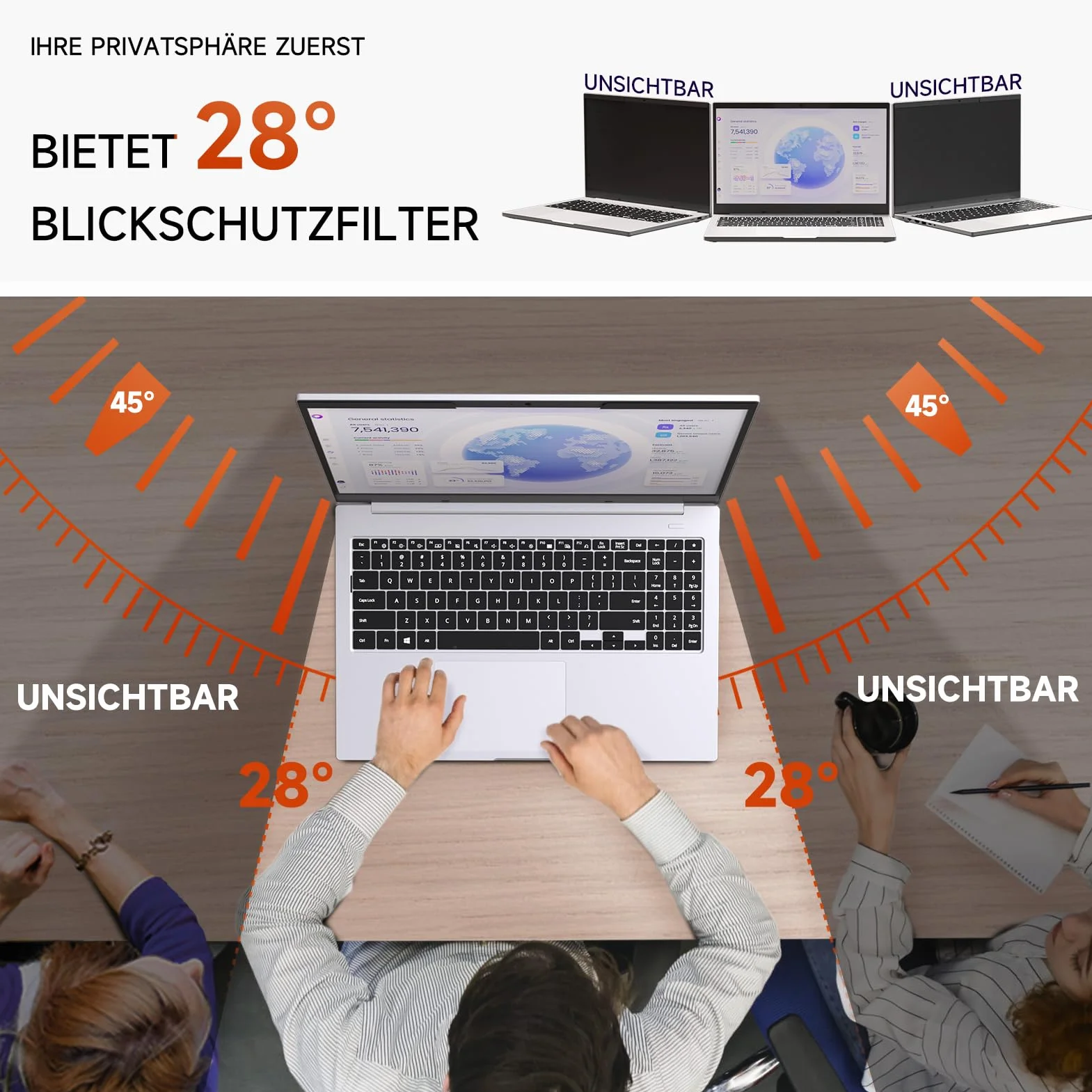 Mamol Magnetyczna ochrona prywatności do laptopa 14" 16:9, zdejmowana folia maskująca, ochrona przed niebieskim światłem, ochrona przed oślepieniem, folia ochronna na wyświetlacz do Lenovo / HP / Dell