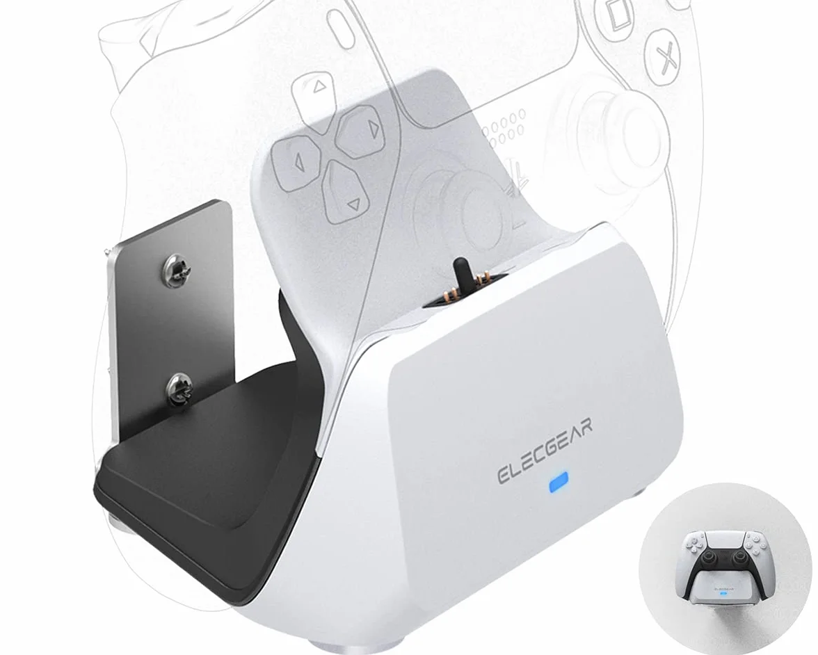 ElecGear Stacja ładująca Solo dla Kontrolera PS5 z Uchwytem ściennym i Biurkiem, Ładowarka USB do PlayStation 5 DualSense
