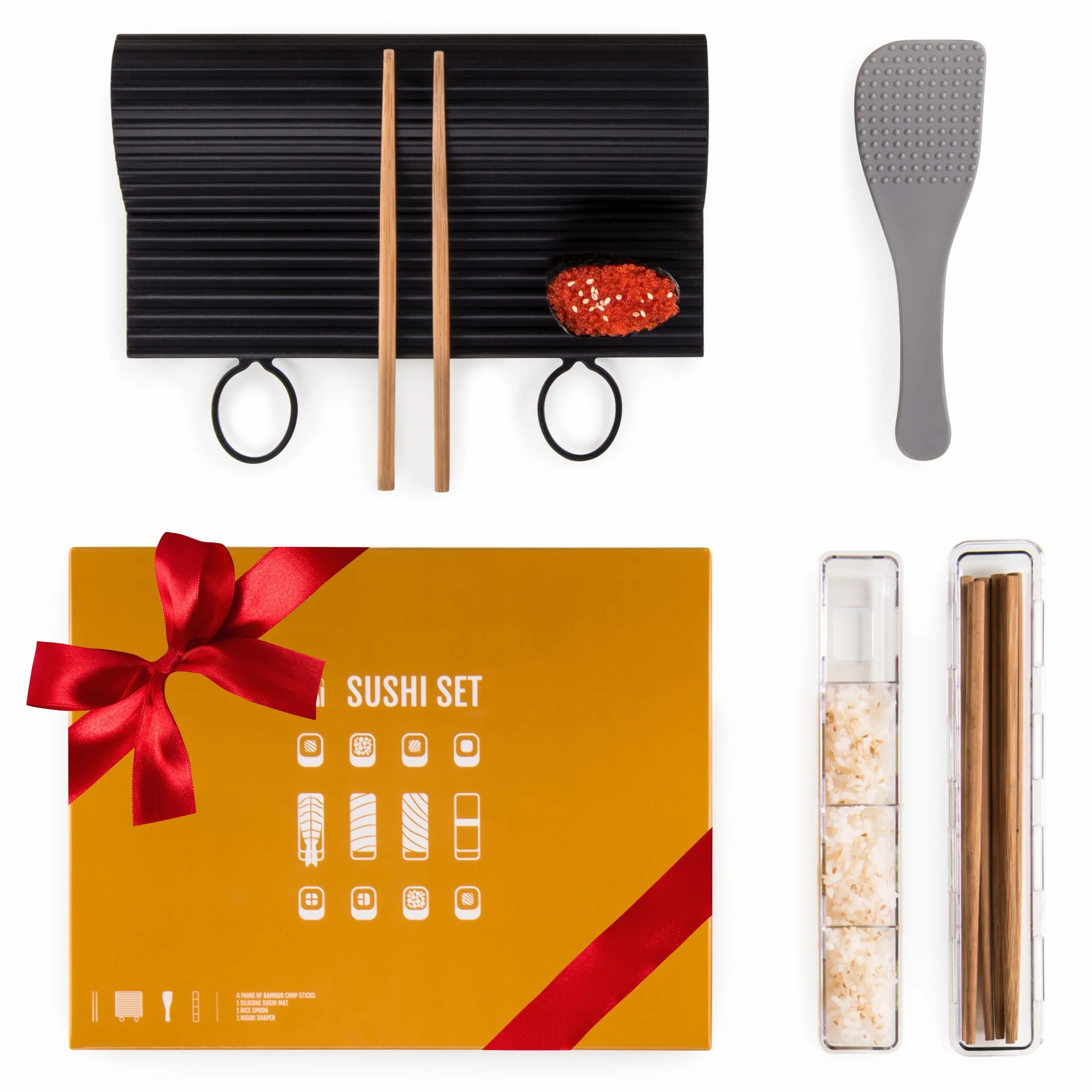 Blumtal zestaw do sushi, mata silikonowa do przygotowywania sushi, pałeczki i łyżka do ryżu, mycie w zmywarce