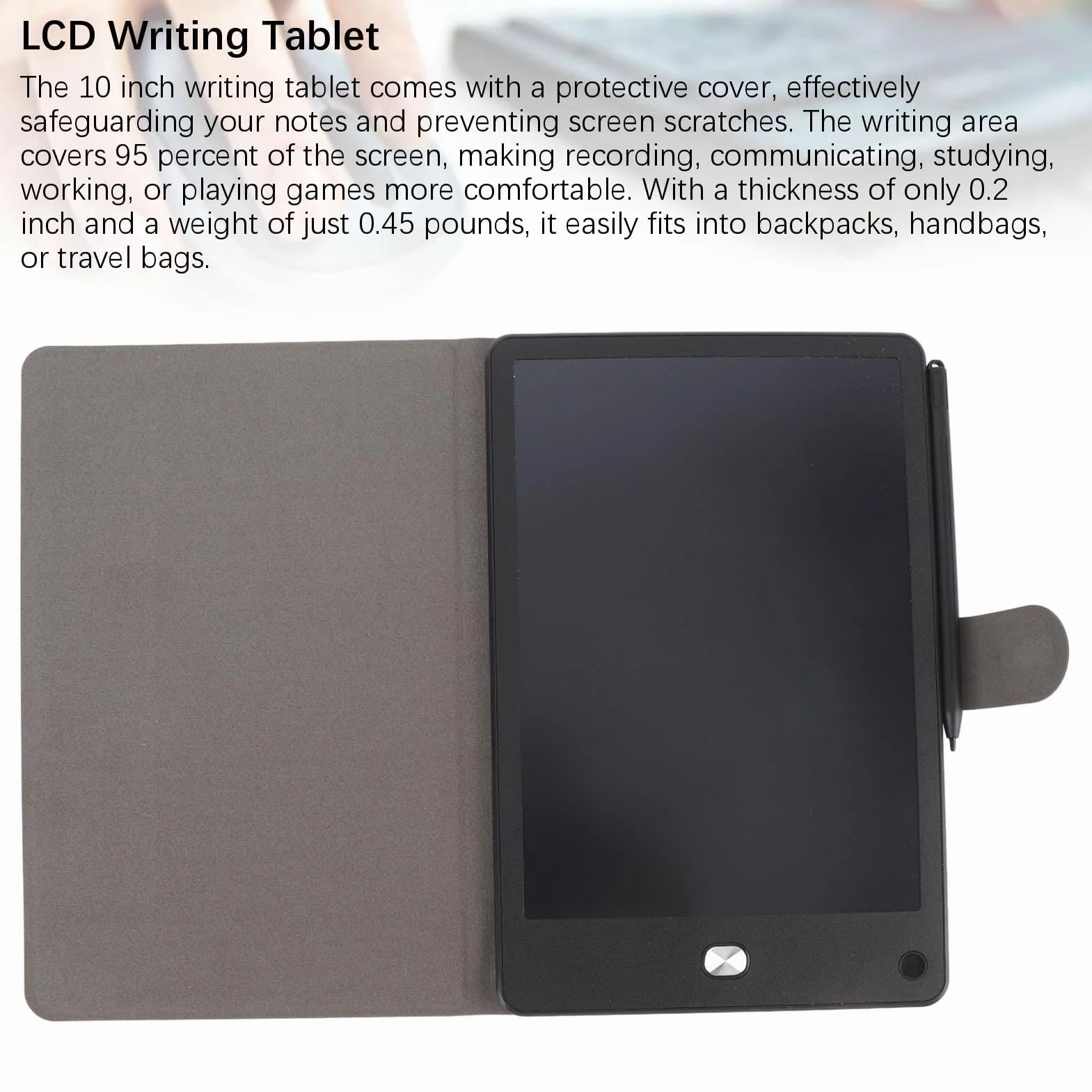 Ejoyous 10-calowy Tablet do Pisania LCD, Pełnoekranowa Tablica Kreślarska z Rysikiem i osłoną ochronną do Pisania Rysunków, Kreślenia Wiadomości, Dzieci, Dorośli