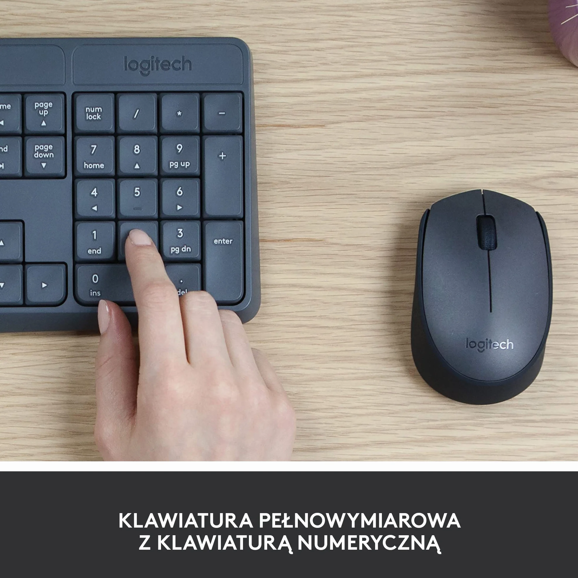 Logitech MK235 Combo Bezprzewodowy Zestaw Klawiatura i Mysz dla systemu Windows, łączność 2,4 GHz, odbiornik USB, 24 miesiące pracy na baterii, PC, laptopem, QWERTY układ US Intl - Szary