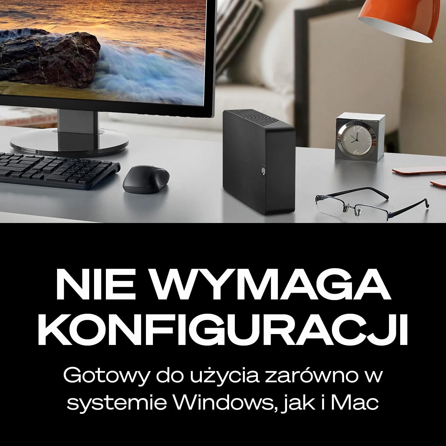 Seagate Expansion Desktop, 10TB, Zewnętrzny dysk twardy Seagate - USB 3.0, Rescue Data Recovery Services (usługi odzyskiwania danych) (STKP10000400)