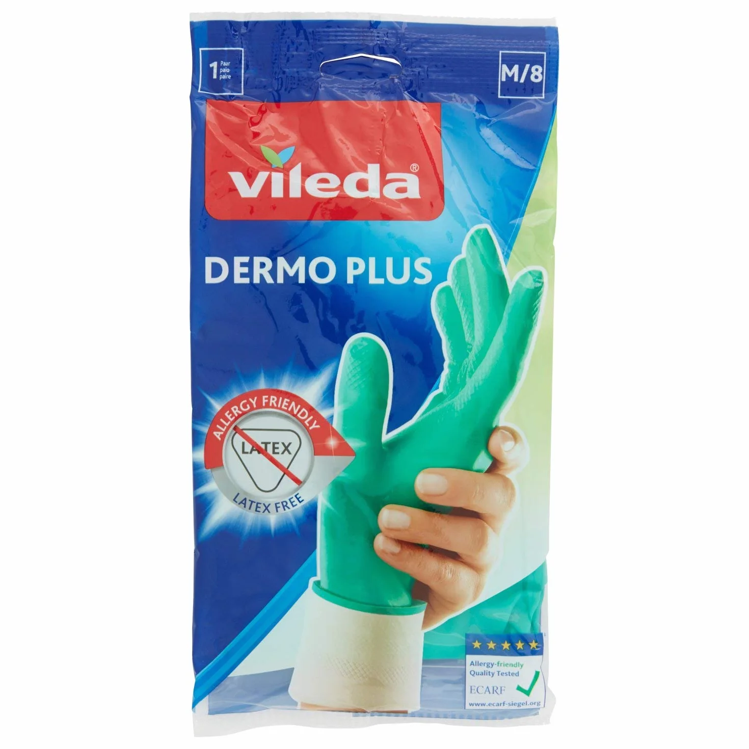 Vileda Dermo Plus Rękawice Gumowe Bez Lateksu Rozmiar M 1 Para
