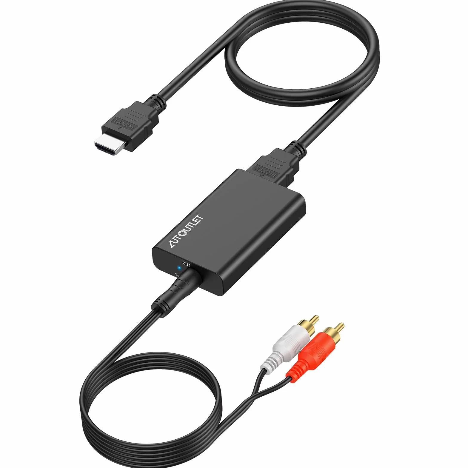 AUTOUTLET Ekstraktor audio HDMI ARC, 192 kHz HDMI Audio Splitter 3,5 mm stereo wyjście audio, adapter ARC z kablem 1M 3,5 mm do RCA, do wzmacniacza, soundbara, systemu kina domowego itp
