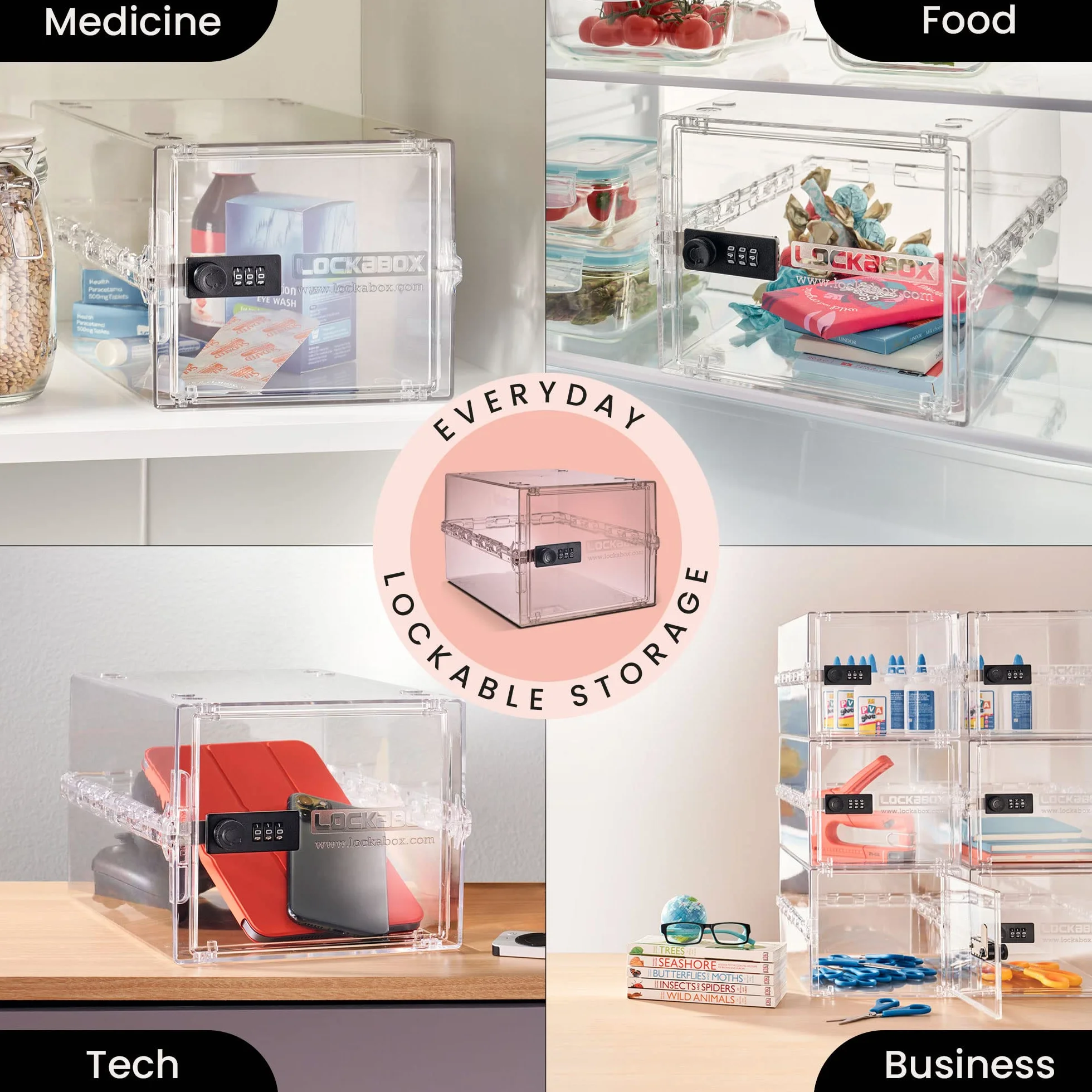 Lockabox One Zamykane pudełko do przechowywania 10 l zamek szyfrowy 31 x 21 x