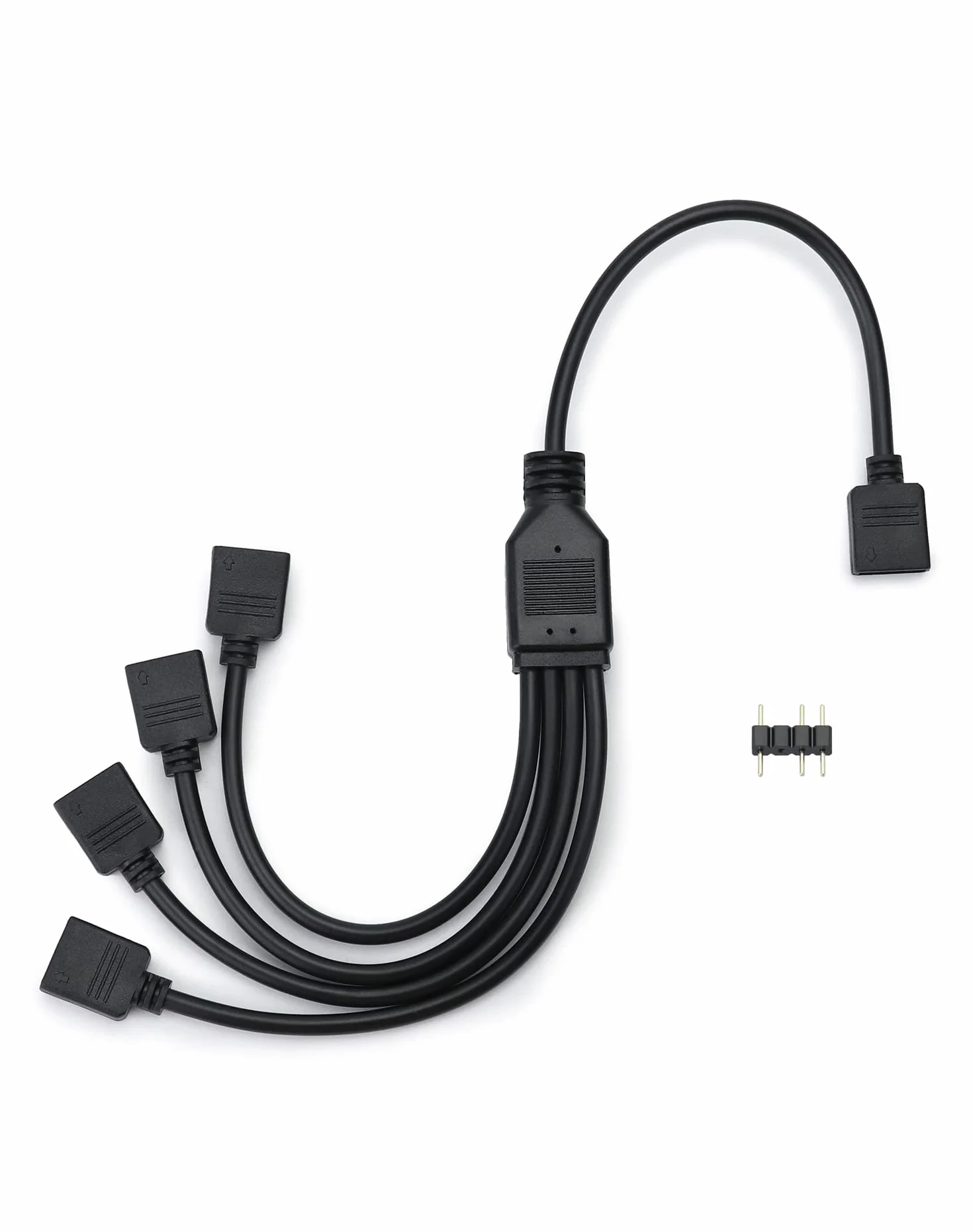 QWORK® Rozgałęźnik ARGB, 5 V, 3-pin, rozgałęźnik argb, 1 gniazdo na 4 wtyki, 30 cm, do chłodzenia procesora i wentylatora 5 V ARGB