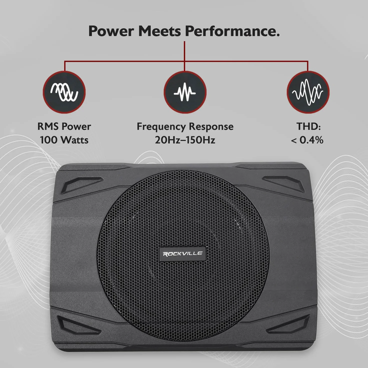Rockville SS8P 400 W 20.3 cm Slim Under-Seat Active Powered Subwoofer do samochodów / ciężarówek