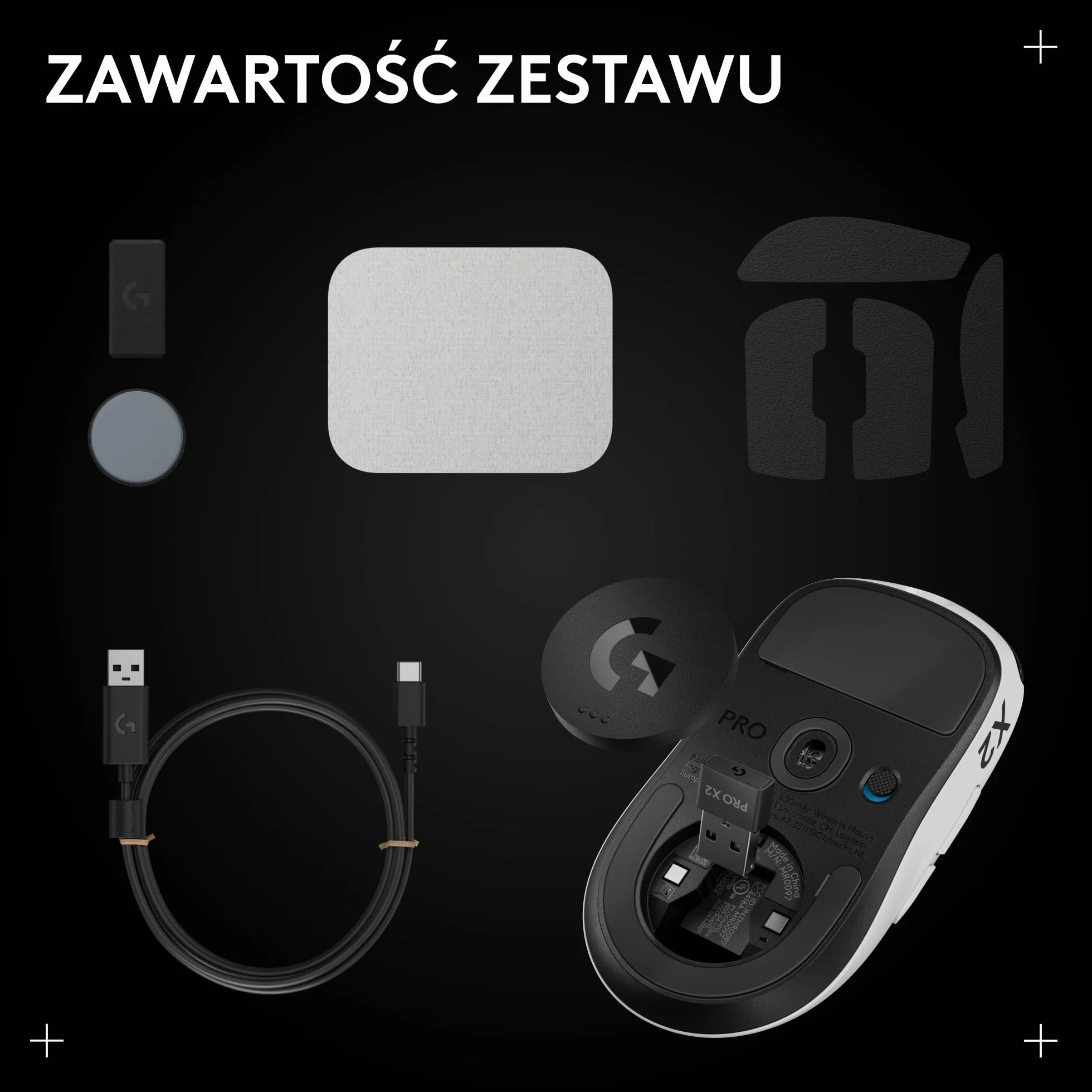 Logitech G PRO X2 SUPERSTRIKE LIGHTSPEED, bezprzewodowa mysz do gier,z ultra-szybkimi reakcjami,ultra lekka (61 g),z regulowaną reakcją haptyczna na kliknięcia i ładowaniem przez USB-C,do PC/Mac-Biały