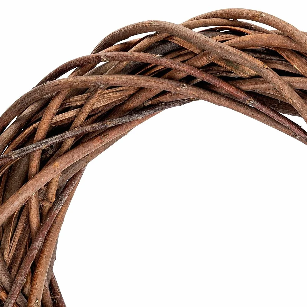 Wiklinowy wieniec Ø 30 cm wysokość 6 cm nieobrane gałązki ciemnobrązowy wieniec dekoracyjny