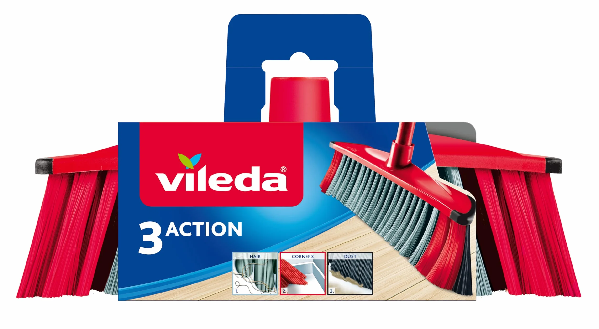 Vileda 3 Action Końcówka Miotły, Czerwony/Szary, 28 cm