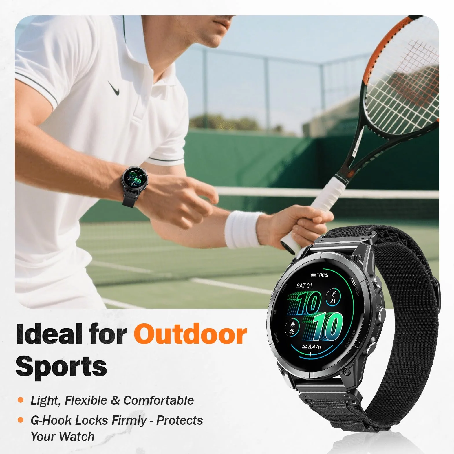 NotoCity Pasek do zegarka Garmin/Forerunner/Epix/Quatix, pasek do zegarka, regulowany haczyk G