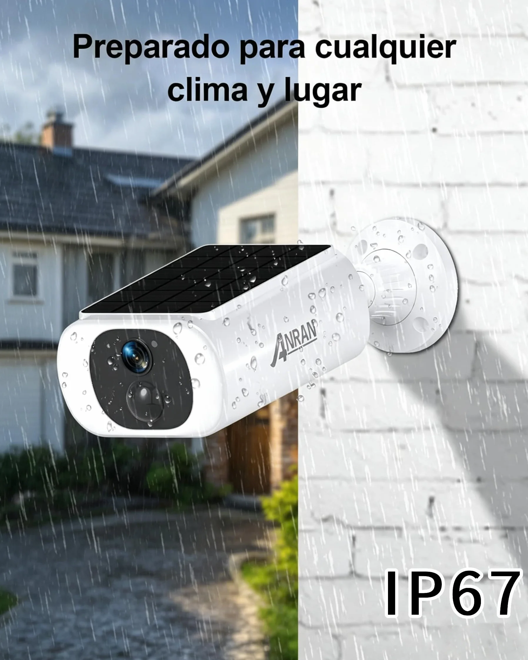 ANRAN 2K Zewnętrzna Kamera Monitorująca z Akumulatorem, Bezprzewodowa Kamera Monitorująca na Zewnątrz z Panelem Słonecznym, WiFi 2,4 GHz, Wodoodporność IP65, Dwukierunkowe Audio, C3