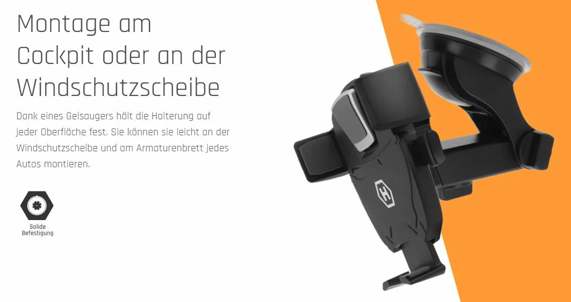 HAMMER Uchwyt samochodowy, uniwersalny uchwyt na telefon samochodowy do telefonów komórkowych, smartfonów, 2 w 1, uniwersalna kompatybilność, mocowanie samochodowe 360 stopni