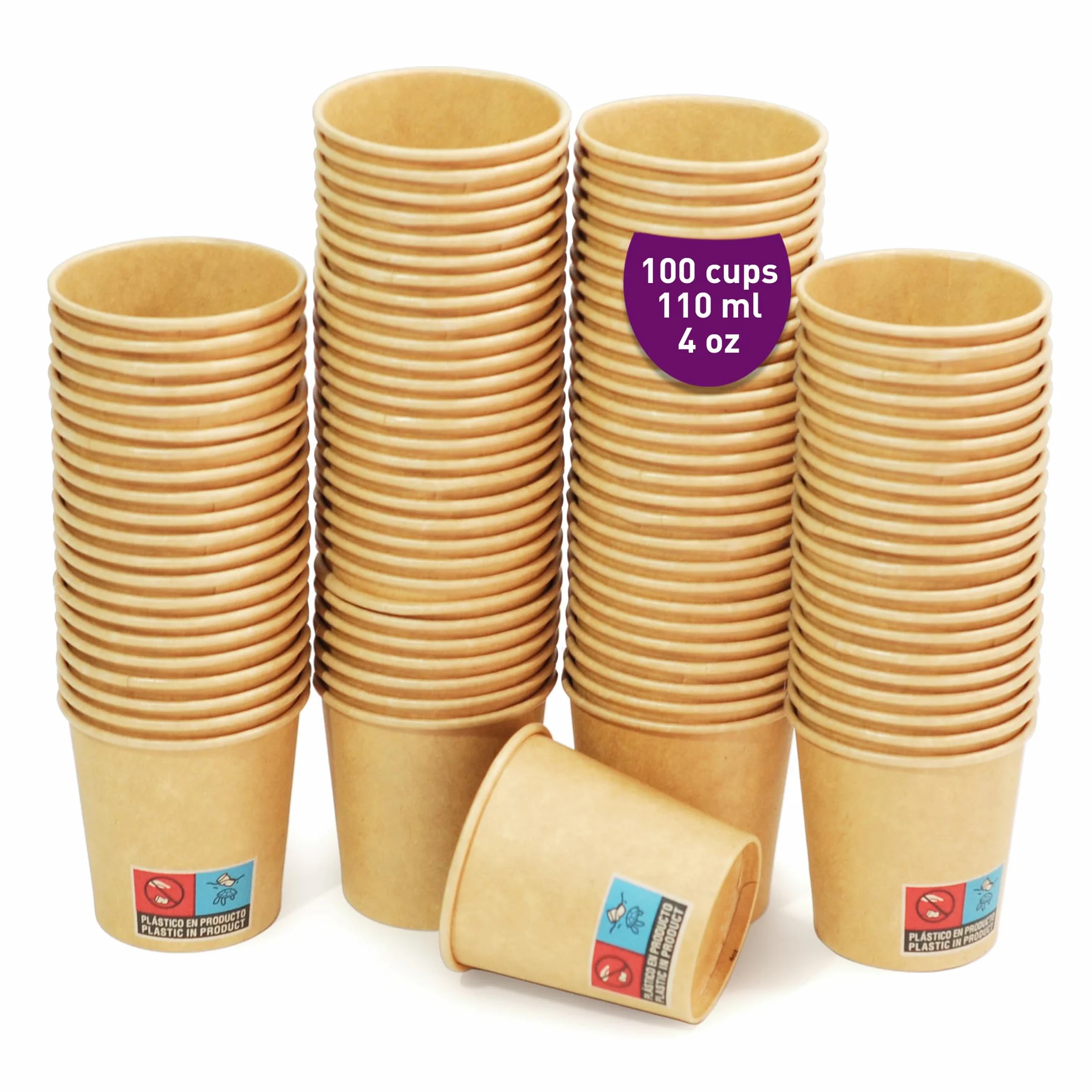 GoBeTree 100 wielokrotnego użytku kubki papierowe o pojemności 120 ml / 4 unce do espresso i kawy Lungo. Nadają się do gorących i zimnych napojów. Kubki jednorazowego użytku z kartonu
