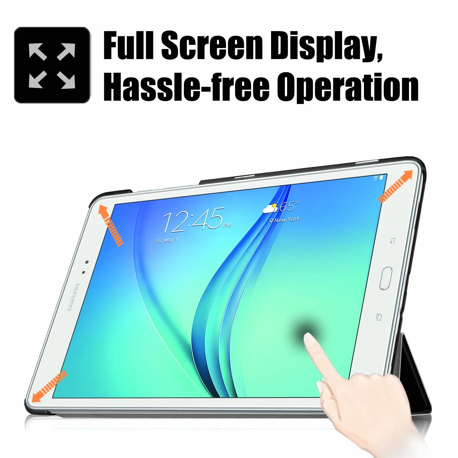 FINTIE Etui Slimshell do tabletu Samsung Galaxy Tab A 9,7 cala SM-T550 - super cienkie, lekkie etui z funkcją automatycznego uśpienia/budzenia, Czarny, Galaxy Tab A 9.7