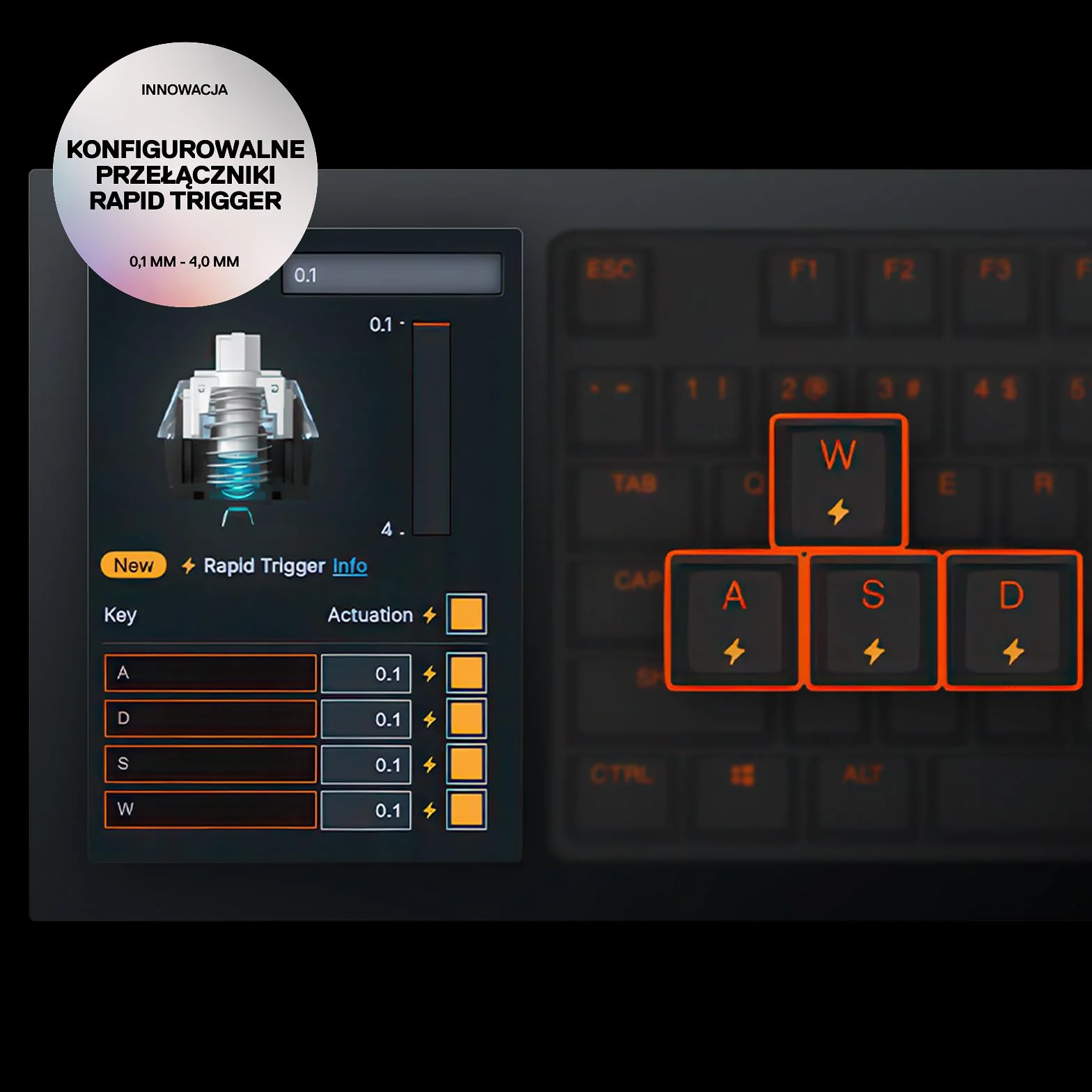 SteelSeries Apex Pro Mini Gen 3 - hipermagnetyczne przełączniki OmniPoint 3.0 – Regulowana aktywacja – Rapid Trigger – Ustawienia gier – Tryb ochrony – Rapid Tap/SOCD – RGB – nakładki z PBT -UK QWERTY