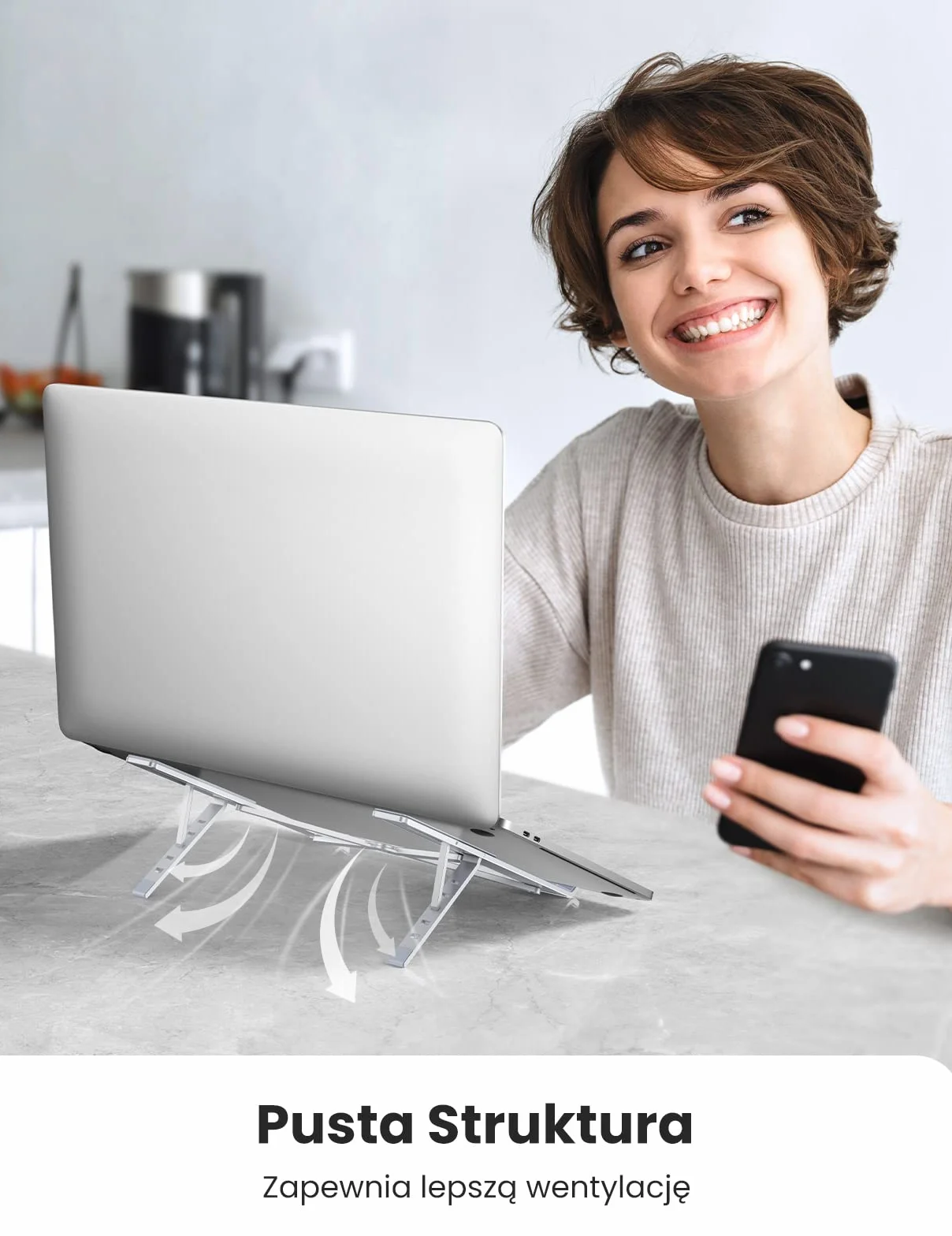 UGREEN Yüksekliği Ayarlanabilir Dizüstü Bilgisayar Sehpası Alüminyum Kompatybilna z iPad Macbook Asus HP Acer Surface Lenovo