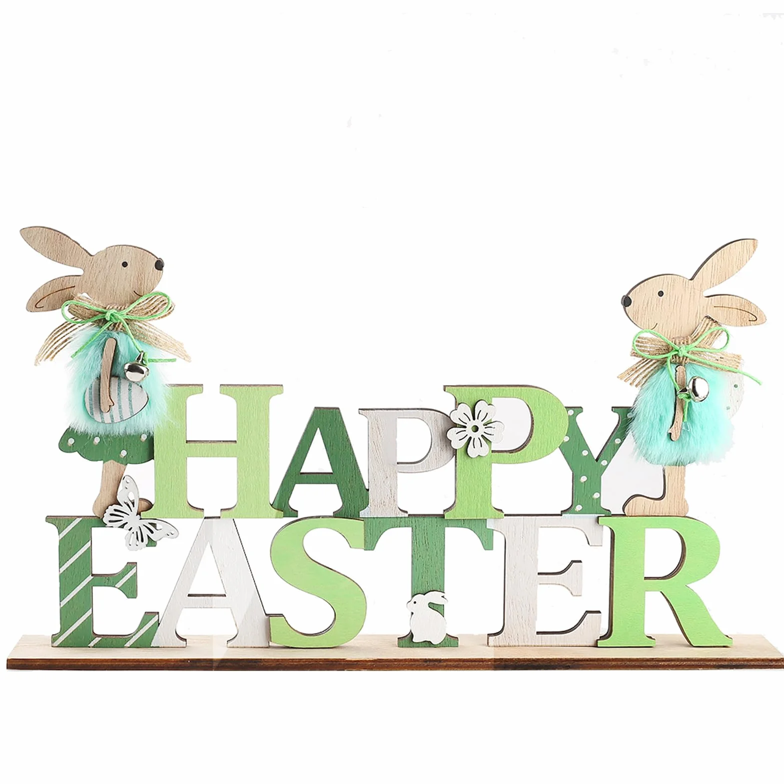Dekoracja wielkanocna z drewna napis B-Happy Easter 2 zając