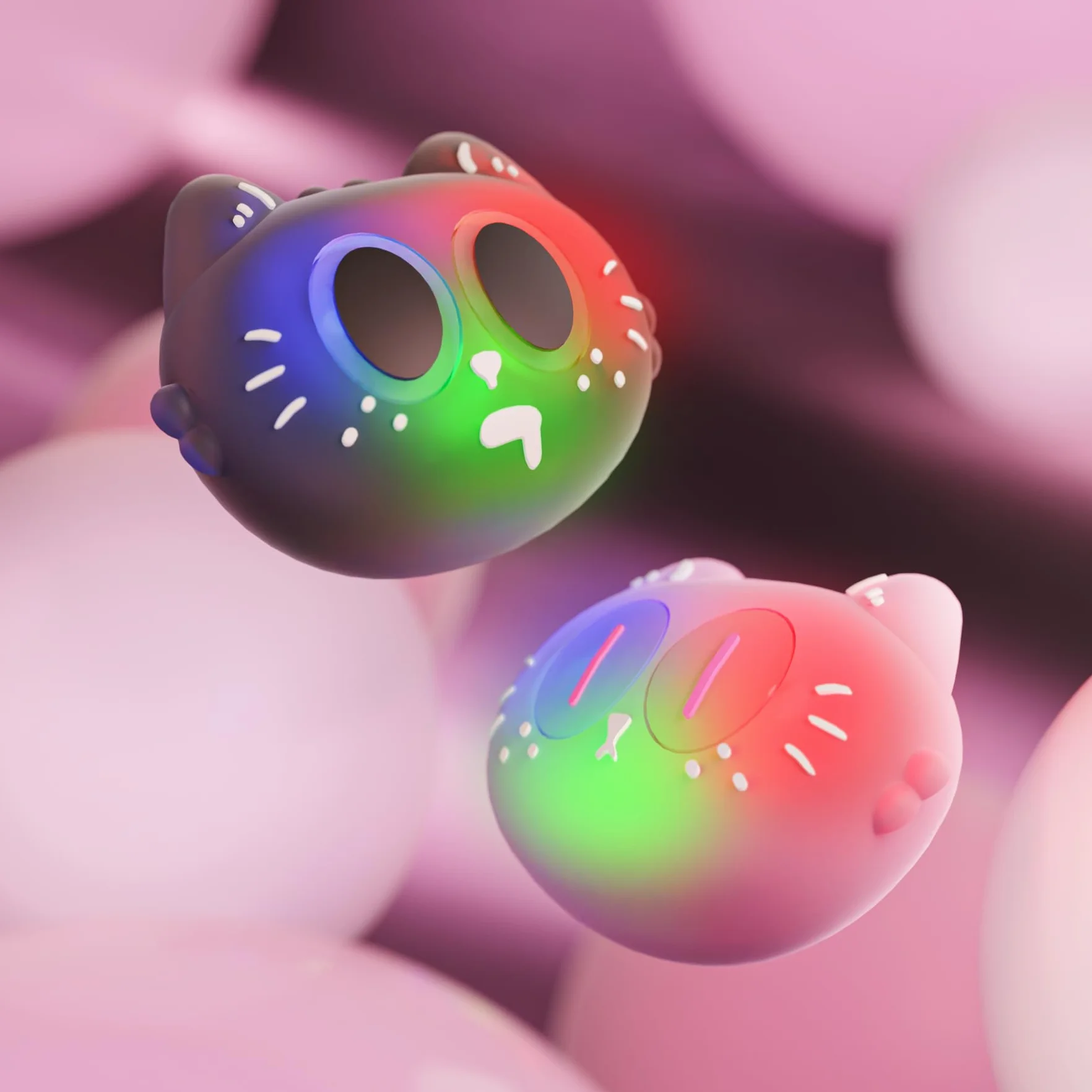 PlayVital Nakładka Joystick do Steam Deck Thumb Grips, LED Osłony Analogowe do Steam Deck OLED & LCD Akcesorium Ochronne Joysticka – Kotek Księżycowy