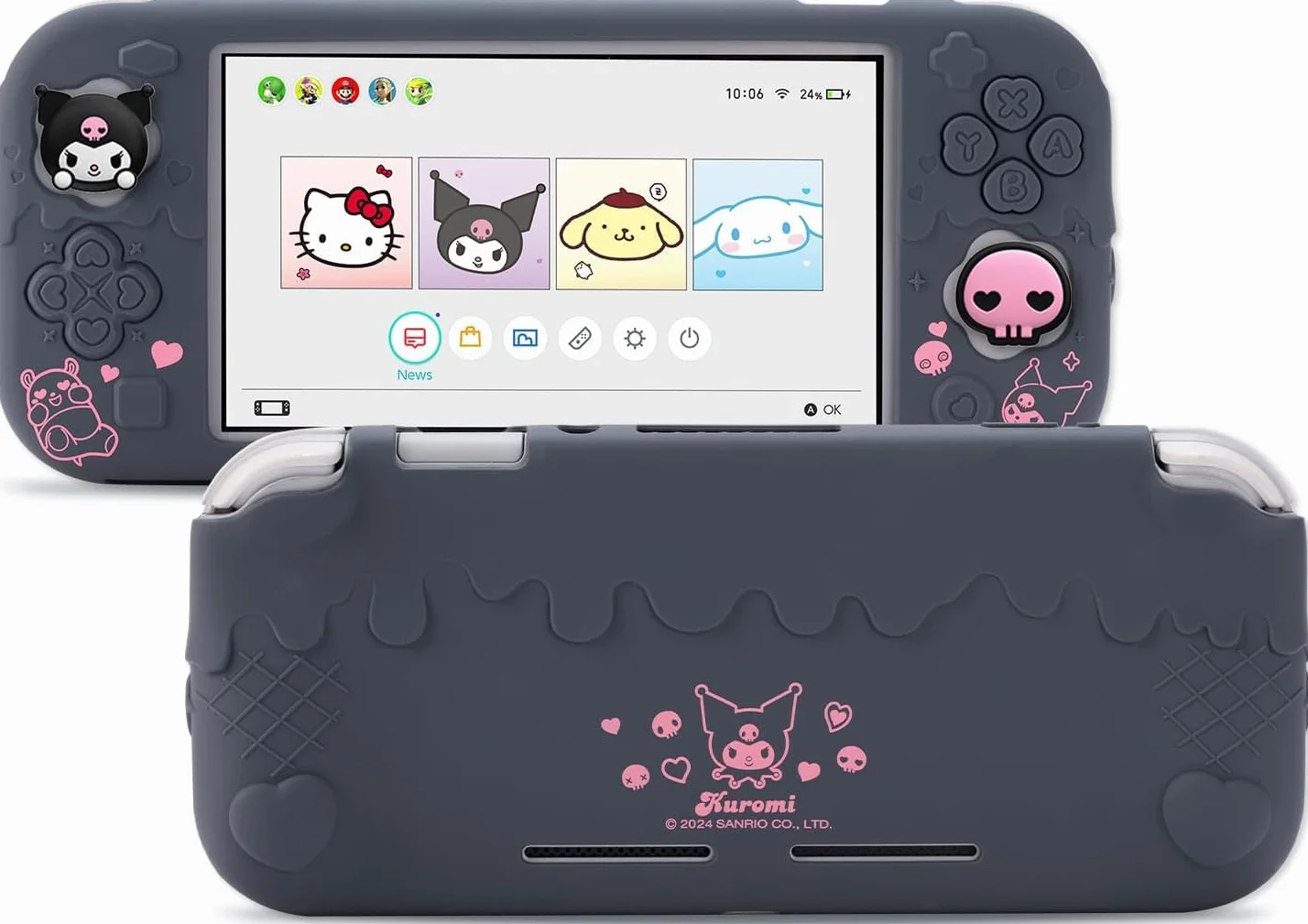 Kuitmor Etui Ochronne na Switch Lite, Miękka Silikonowa Osłona z 2 Pokrywkami na Gałki