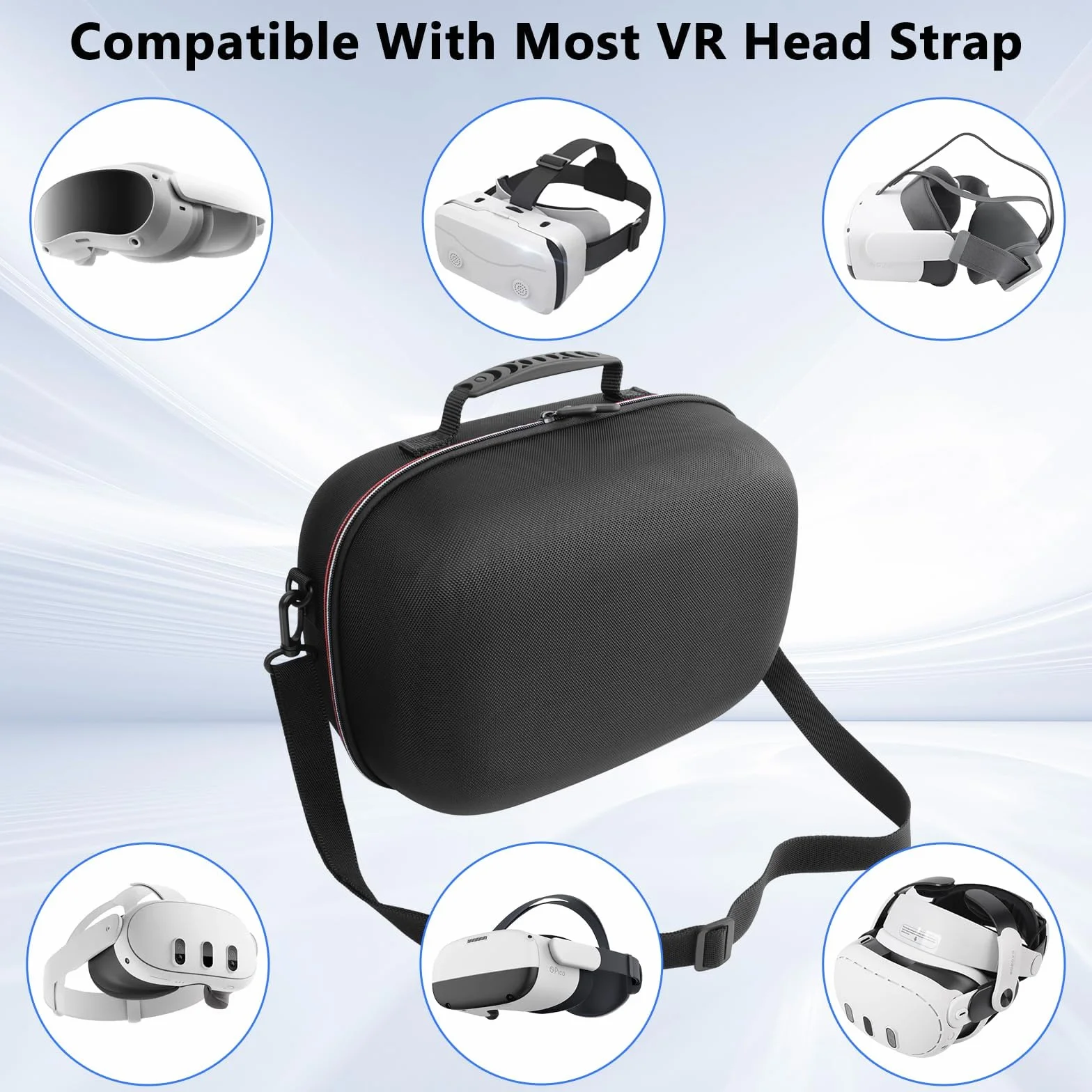 ARVOK Etui do Meta Quest 3S/3/2/Oculus Quest 3/2/Pro/Pico 4, etui do Kiwi Design/BOBOVR Pasek na głowę baterii i inne akcesoria, EVA twarda obudowa VR etui ochronne przechowywanie podróżne