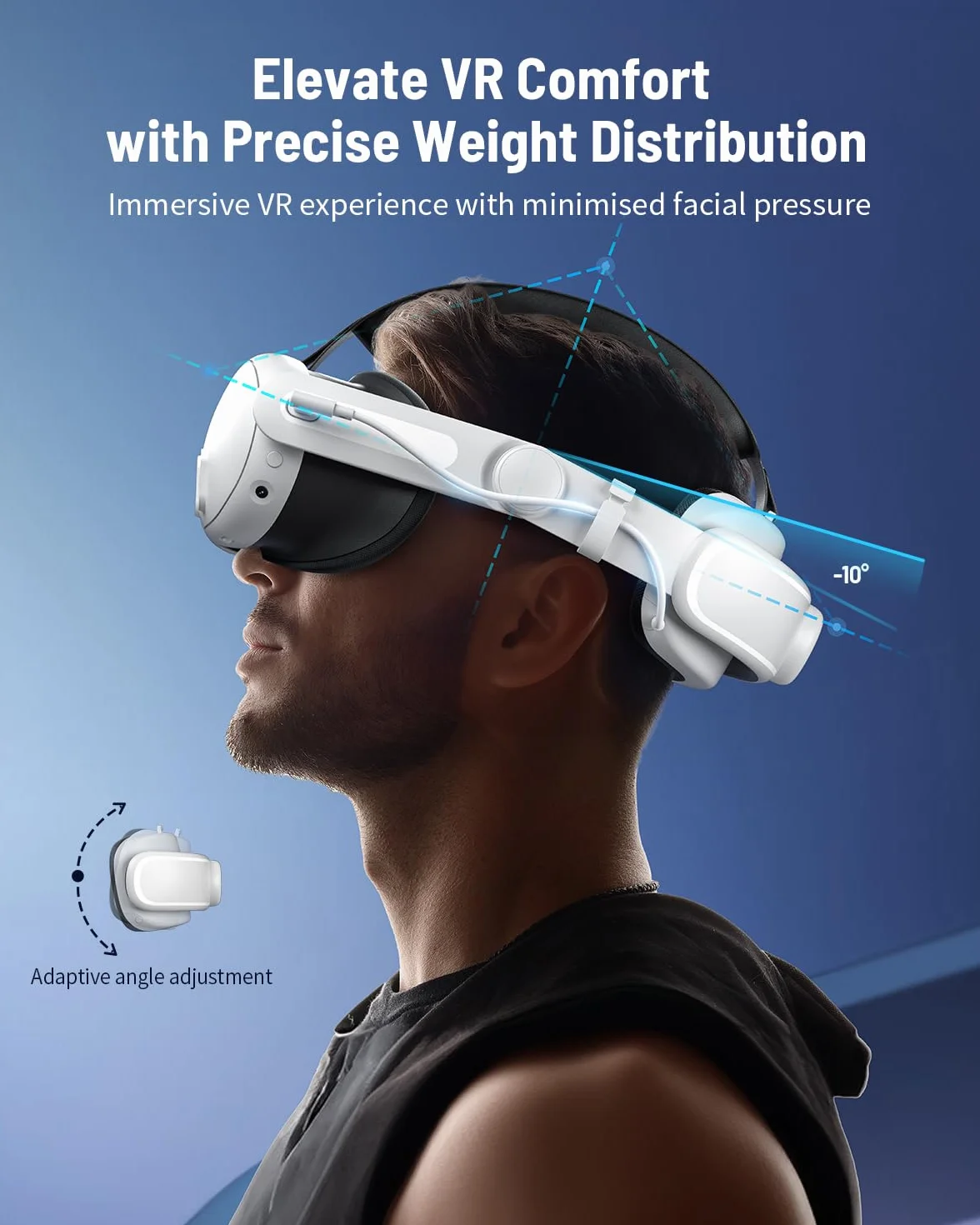 Zybervr Opaska na głowę z akumulatorem do Meta Quest 3, Comfort Zamiennik 6000 mAh Elite Strap, kompatybilna z akcesoriami Oculus Quest 3, zestaw słuchawkowy VR, regulowany, wydłużony czas gry