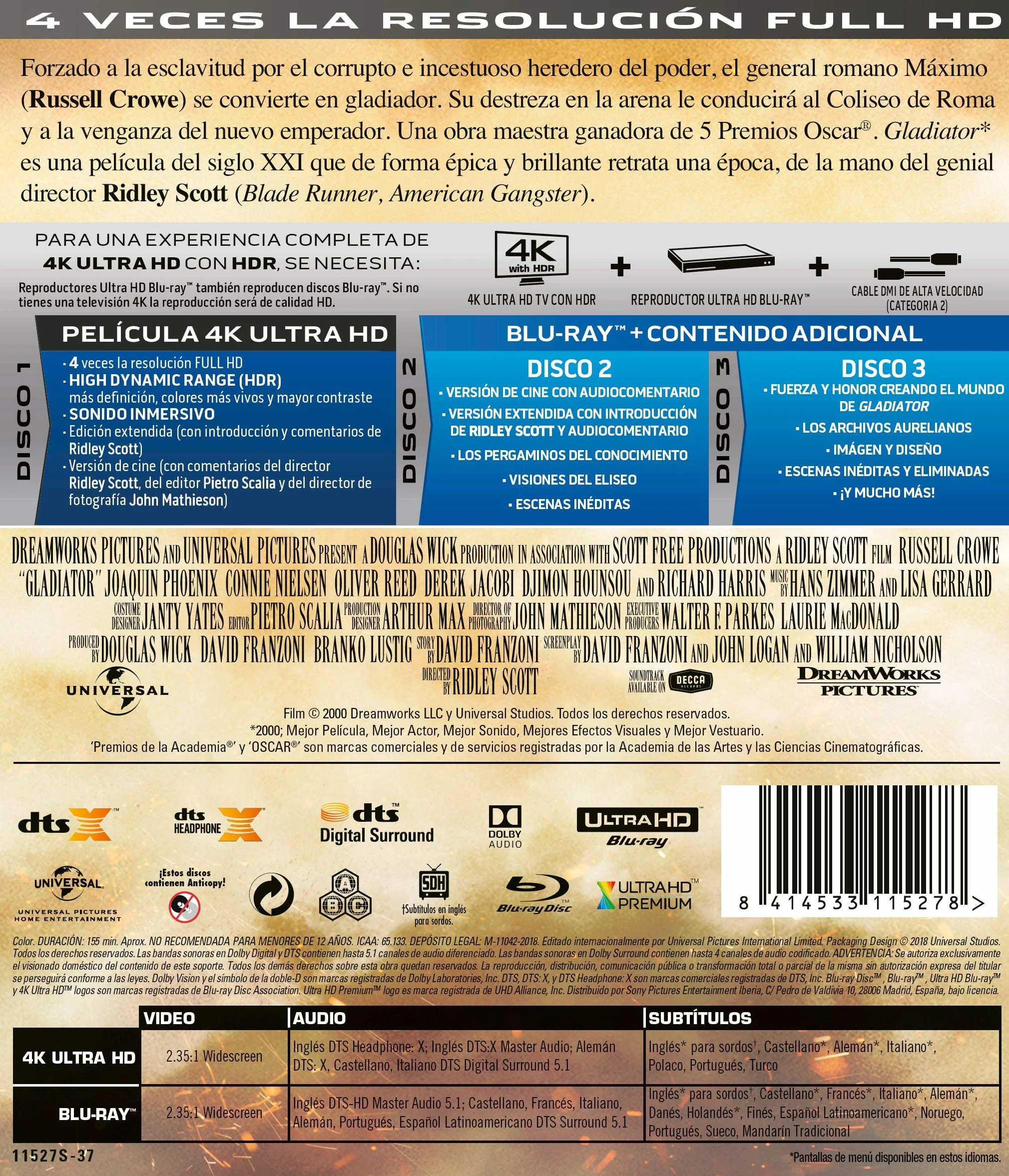Gladiator (El Gladiador) (4K UHD + Blu-ray)