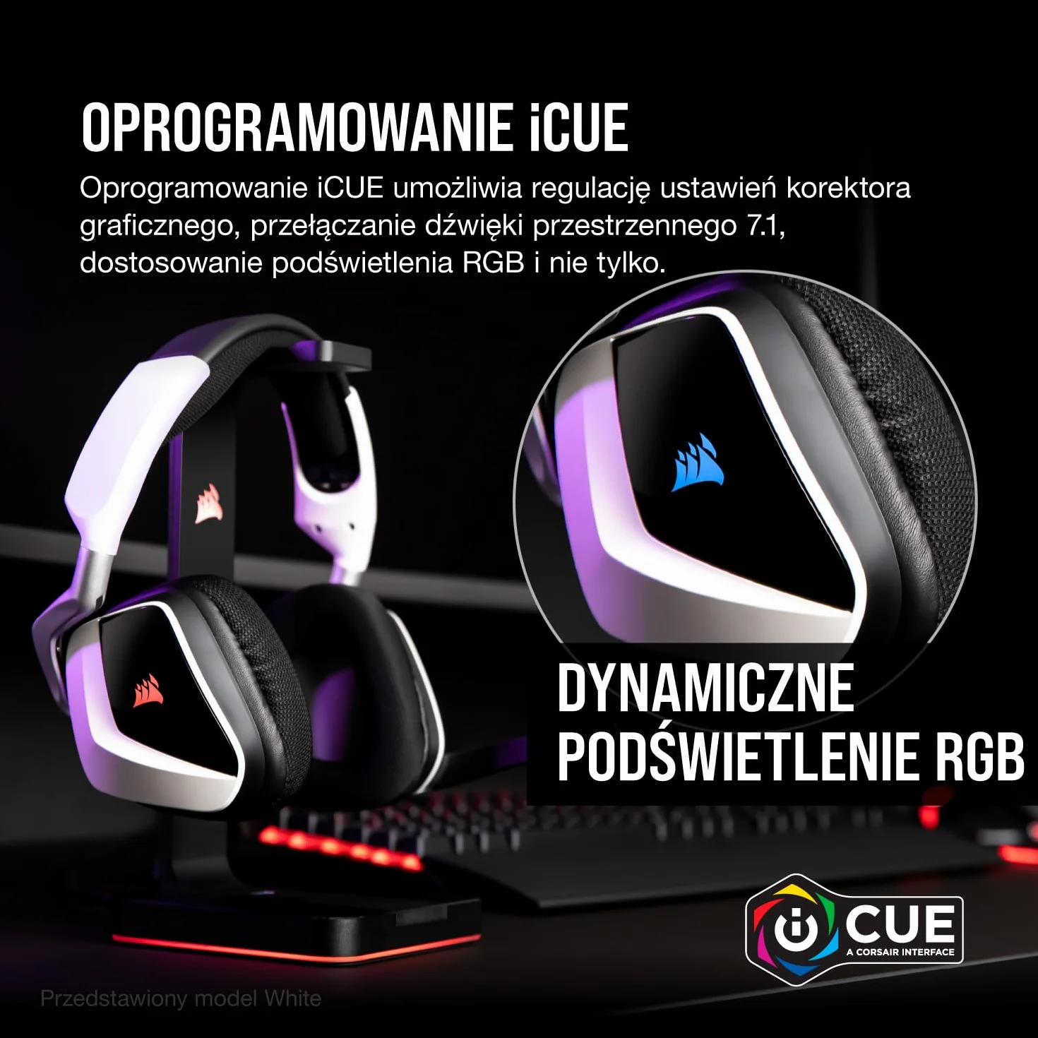 Corsair VOID RGB ELITE Wireless Premium Gaming Headset with 7.1 Surround Sound - Czarny