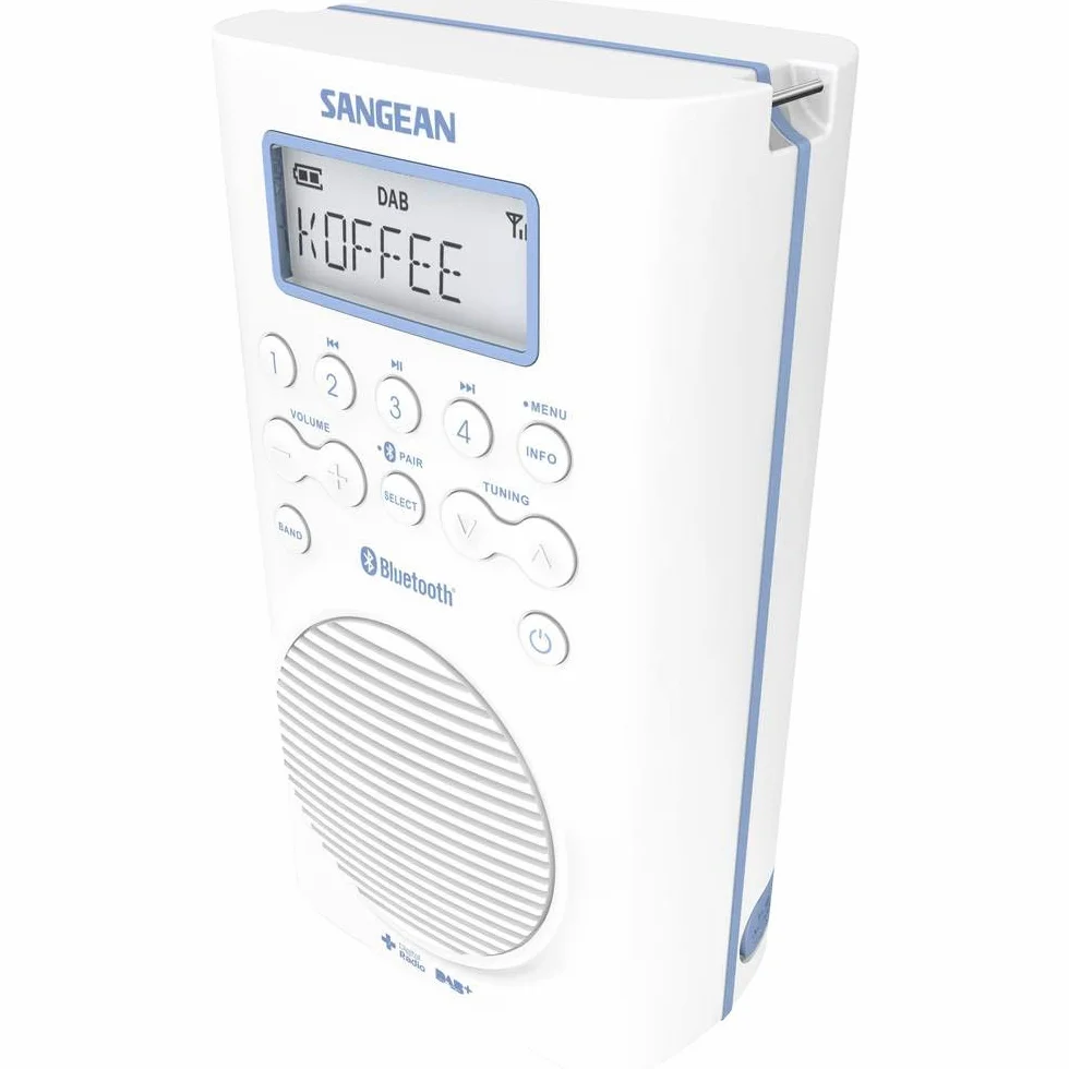 Sangean H-205D BT wodoszczelne radio prysznicowe (Bluetooth, DAB+, UKW-RDS, wodoszczelne zgodnie z JIS7), białe