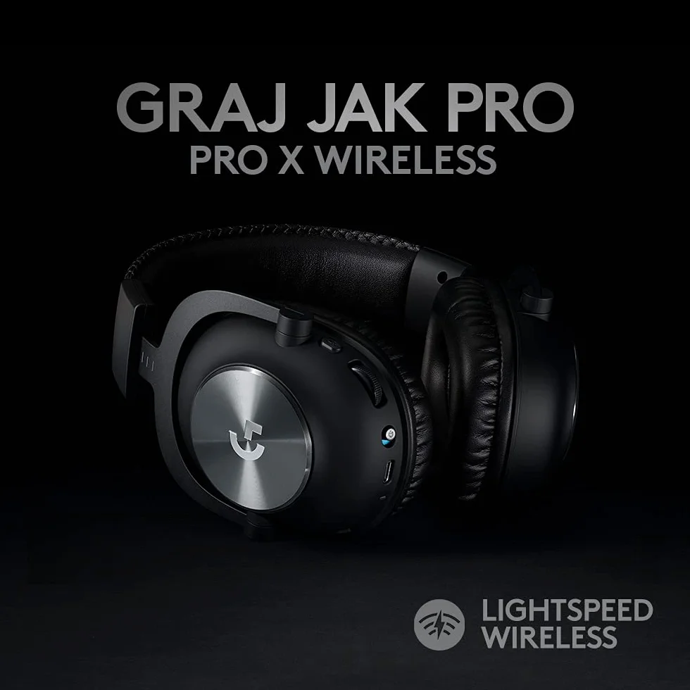 Logitech G PRO Gaming Headset, Słuchawki nauszne 50 mm PRO-G, aluminium, stal, pianka z pamięcią kształtu, PC/PS/Xbox/Switch - Czarny