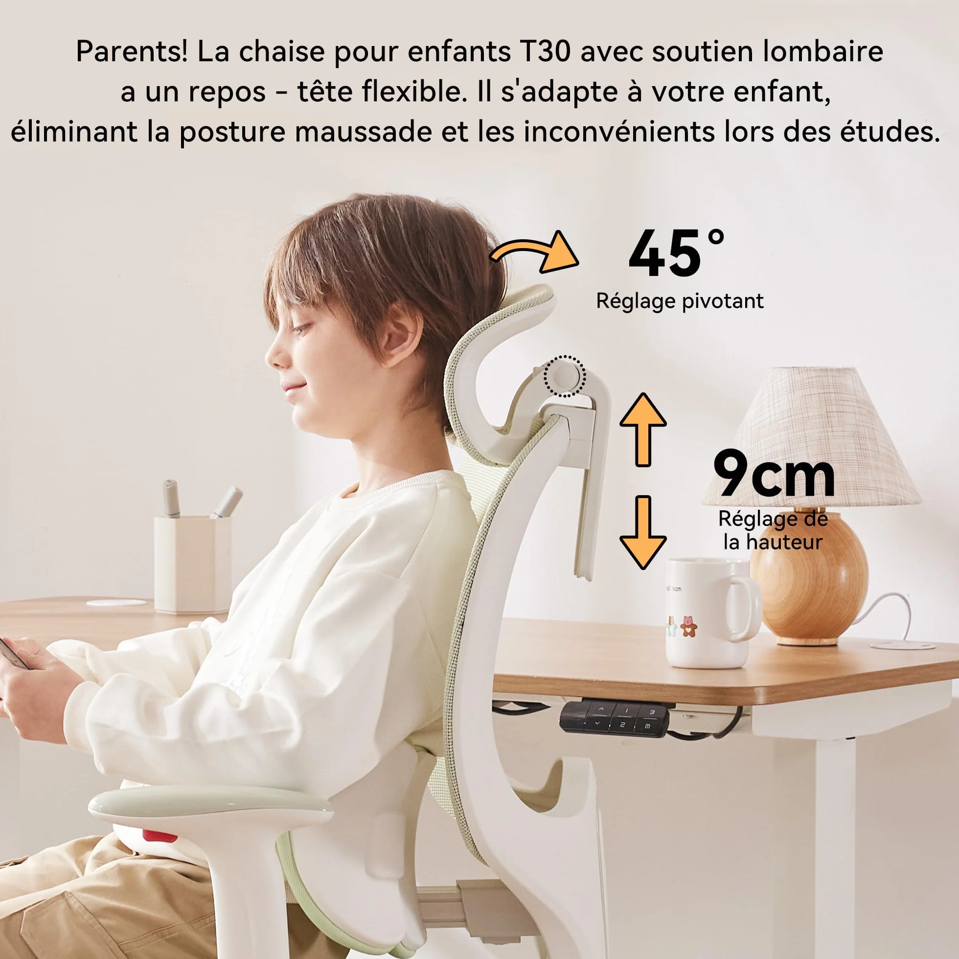 MUSSO T30 Ergonomiczne krzesło biurowe dla dzieci z podparciem lędźwiowym i siatką