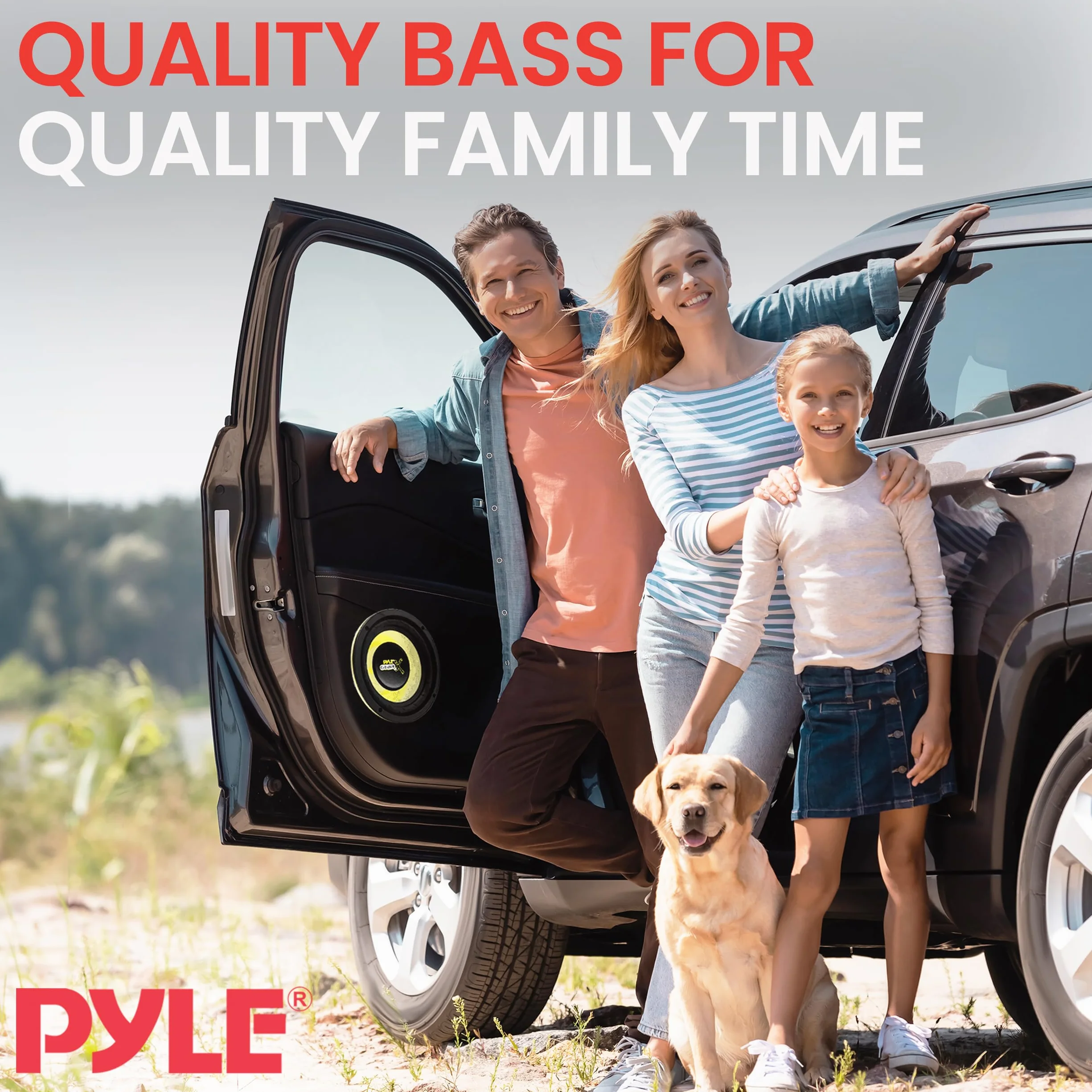 Pyle Car Mid Bass Speaker System, 5" 200W 4 Ohm Auto Mid-Bass Component Poly Woofer Audio Sound Speakers for Car Stereo, 30 Oz Magnet, 2.32” Mount Depth, Cone, High Temp Aluminum Voice Coil (Yellow)