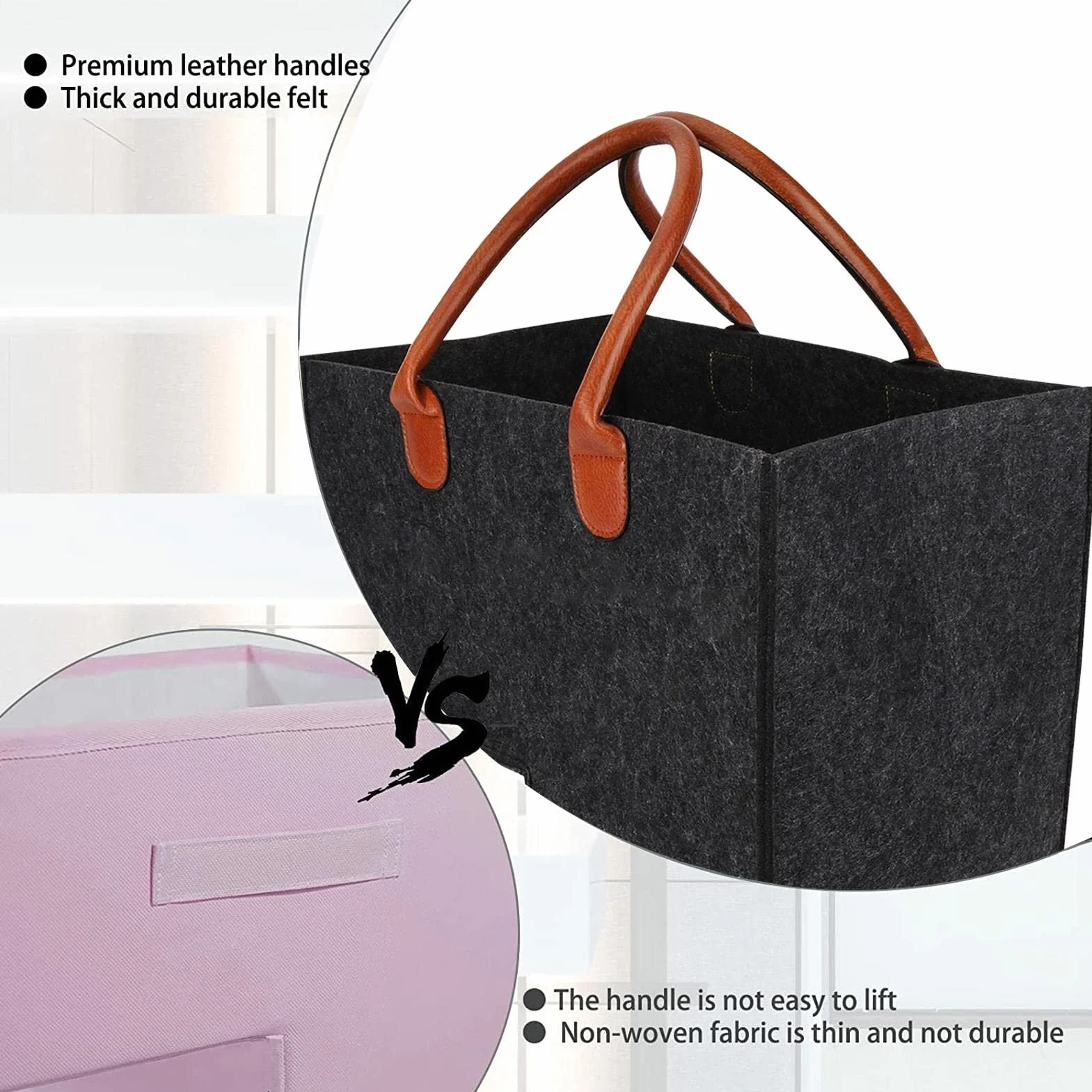 Organizer na schody L 40 cm filcowy kosz schodowy z uchwytami