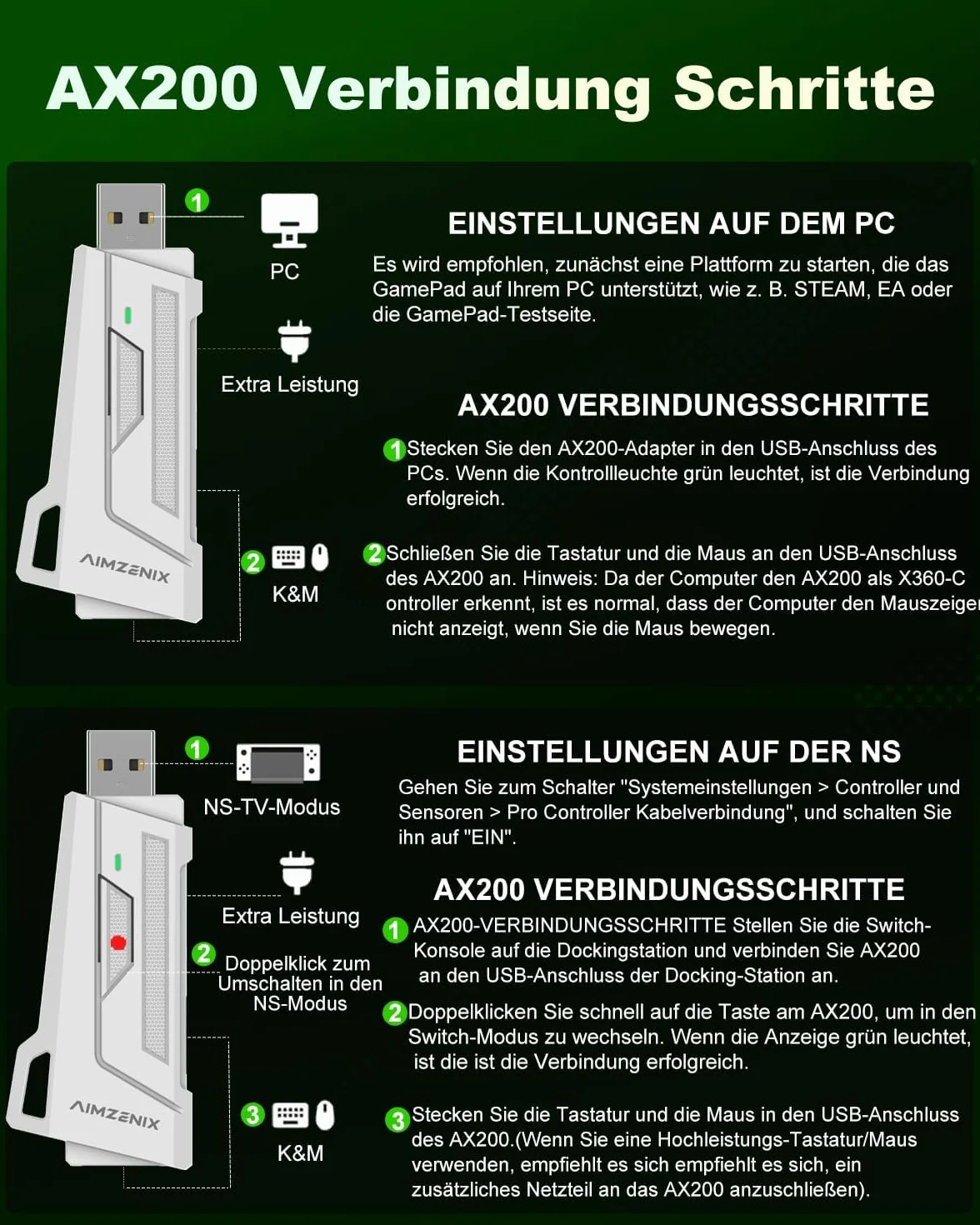 Megadream AX200 PC klawiatura i mysz adapter do komputera, aplikacja z funkcją Smart Joystick, częstotliwość raportowania 1000 Hz, bez rozruchu, elastyczne mapowanie, klawiatura gamingowa, konwerter