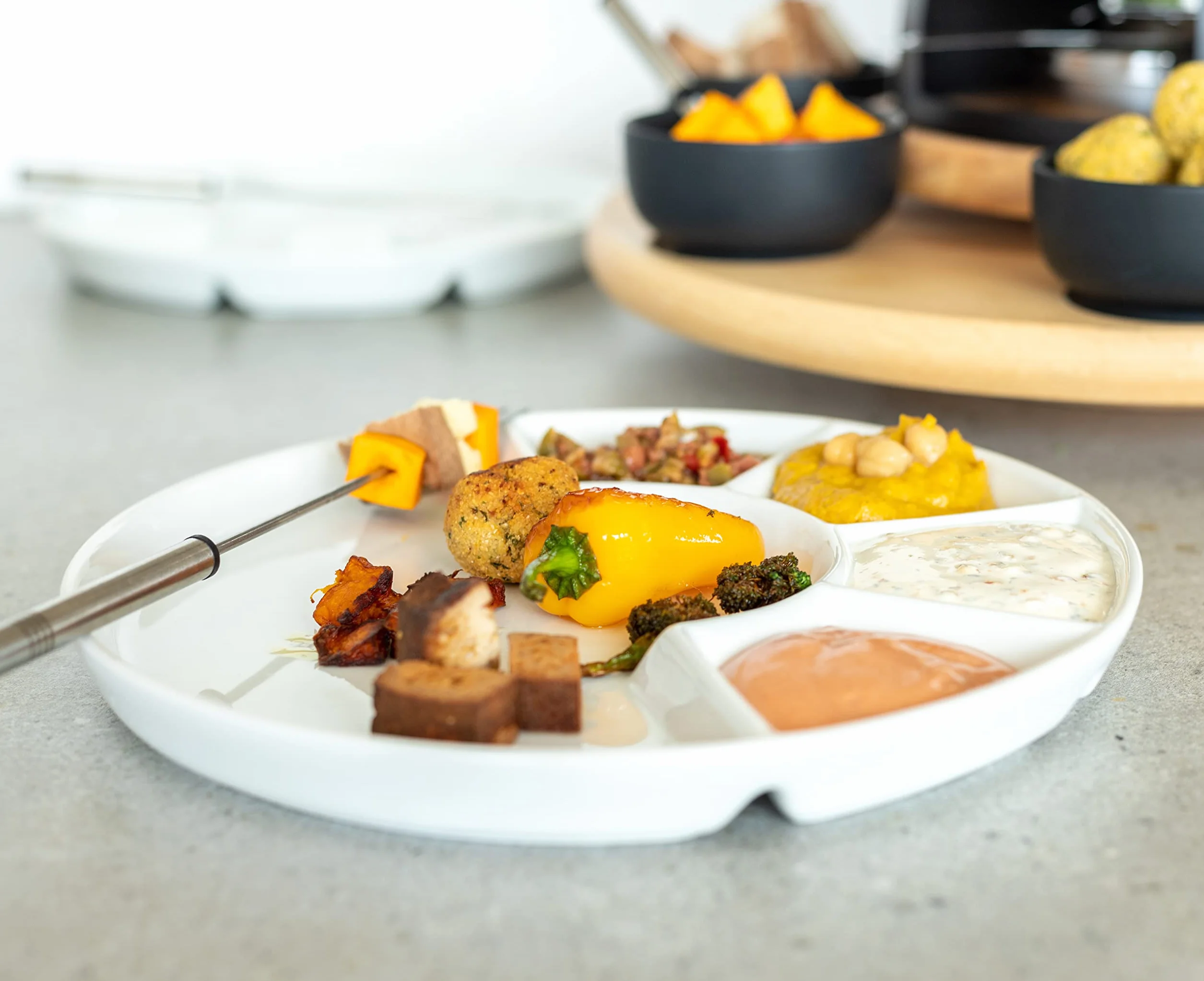Mäser Talerz do fondue 24 cm zestaw 4 porcelanowych