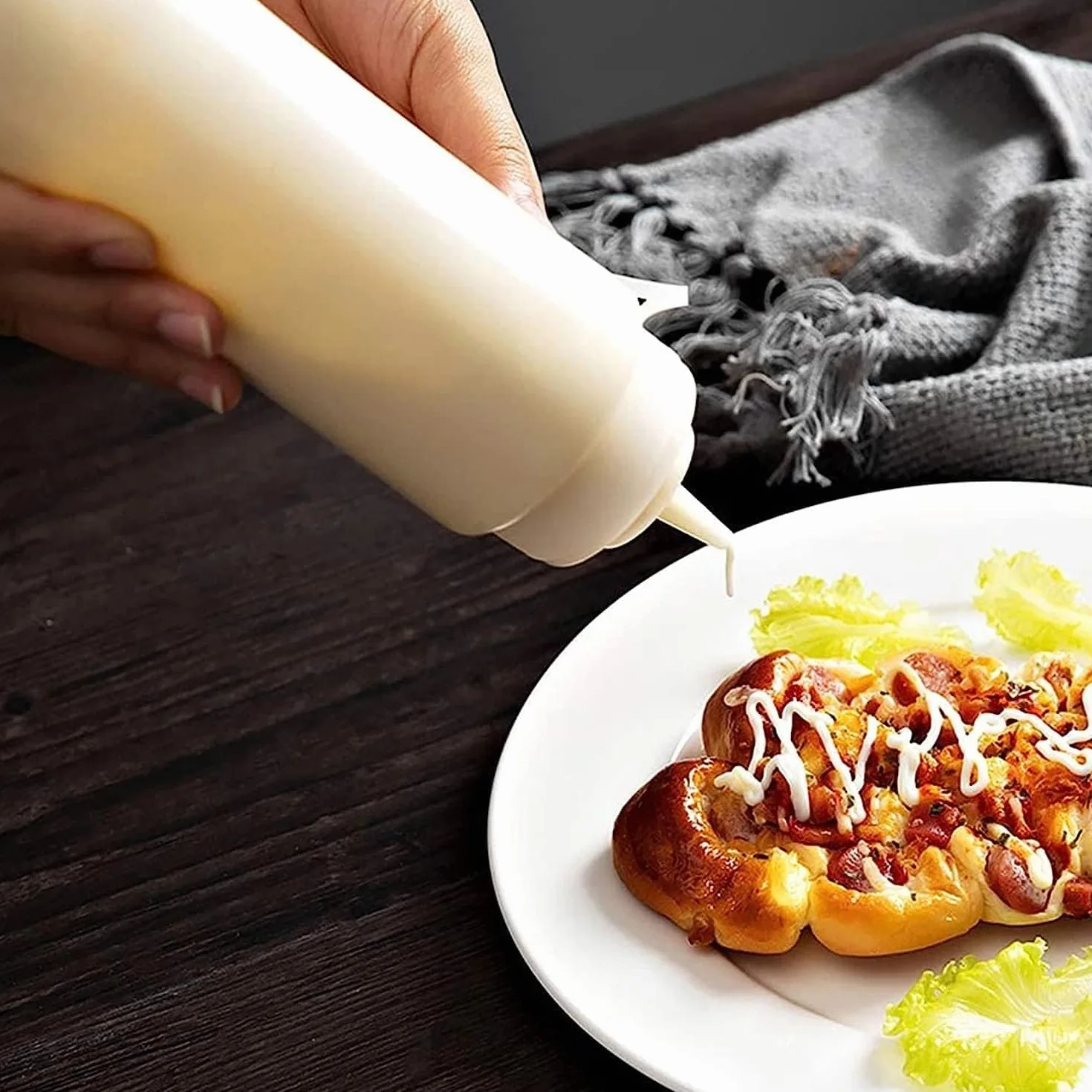 Plastikowa butelka z dozownikiem, 2 szt. Butelka z dozownikiem z zakrętkami 8 uncji, przezroczysta butelka z dozownikiem do keczupu musztardy Mayo gorące sosy oliwa z oliwek 250 ml