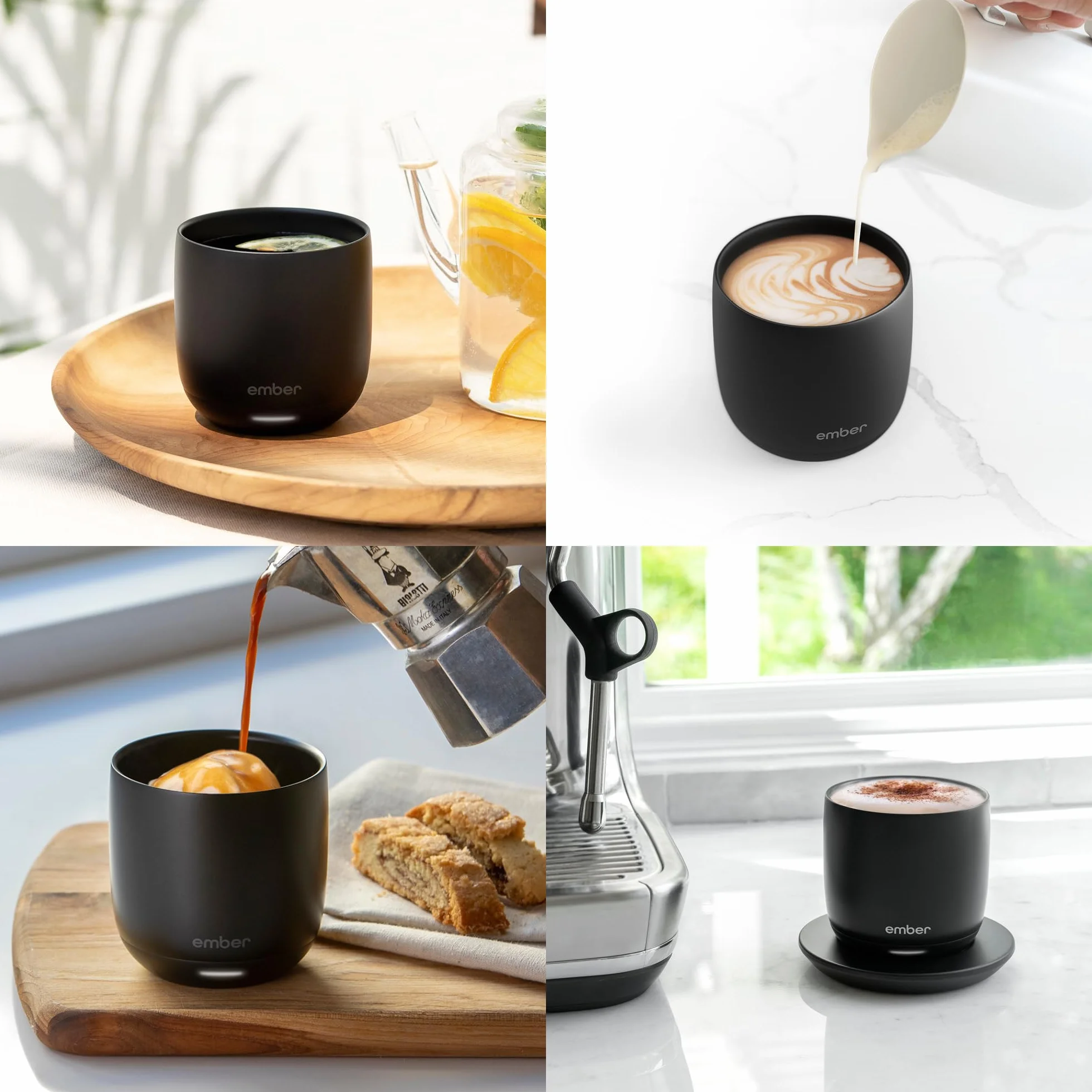 Kubek z regulacją temperatury Ember Cup – ogrzewany kubek do kawy 178 ml z wyświetlaczem LED, możliwość ponownego ładowania, obsługa przez aplikację, czas działania akumulatora: 1,5 h, czarny