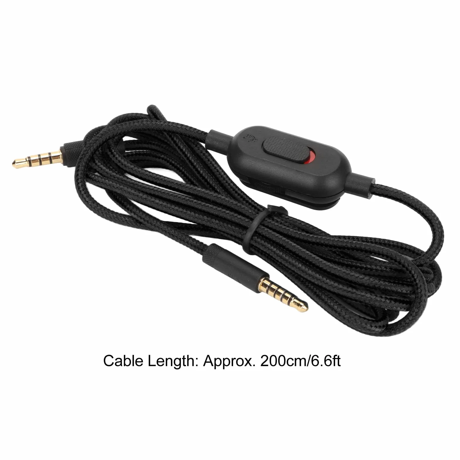 Tkany kabel do słuchawek do gier, z regulacją głośności i przełącznikiem wyciszenia, zamiennik kabla audio Aux, kompatybilny z G Pro G Pro X G433 G233 (czarny)